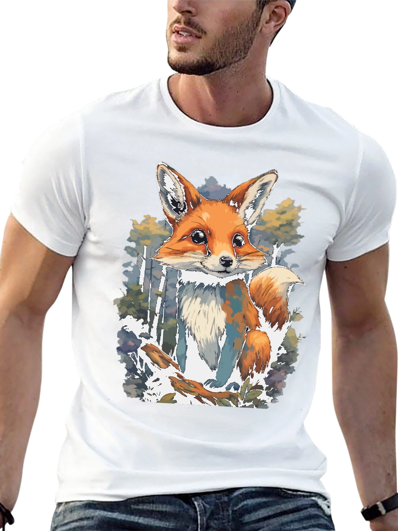Fox Graphic Print Black T-Shirt