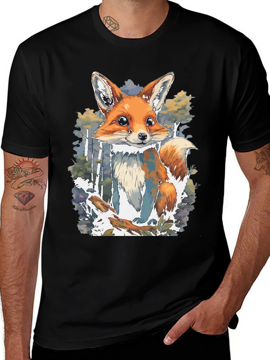 Fox Graphic Print Black T-Shirt