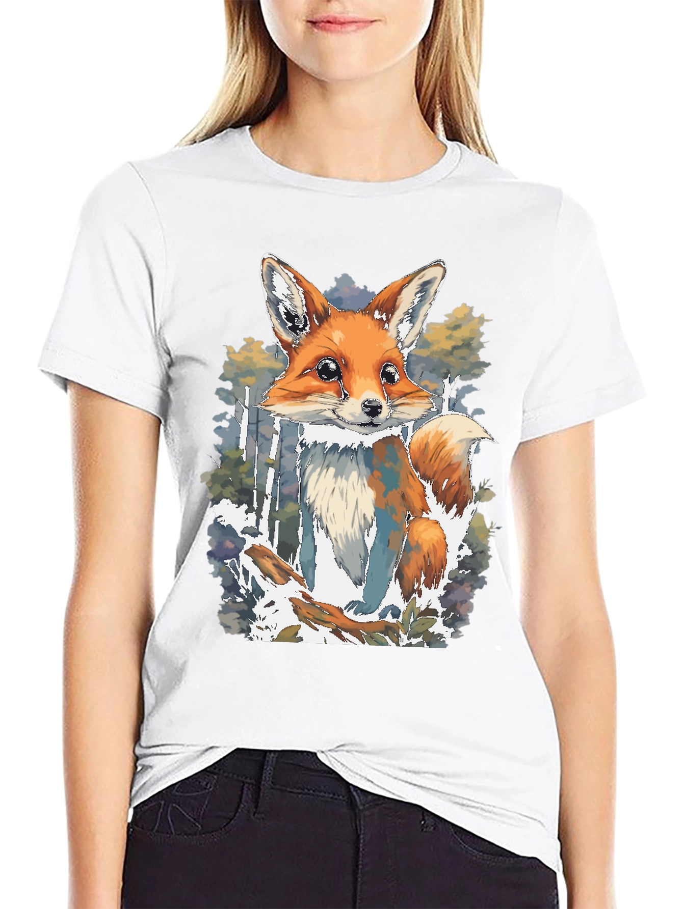 Fox Graphic Print Black T-Shirt