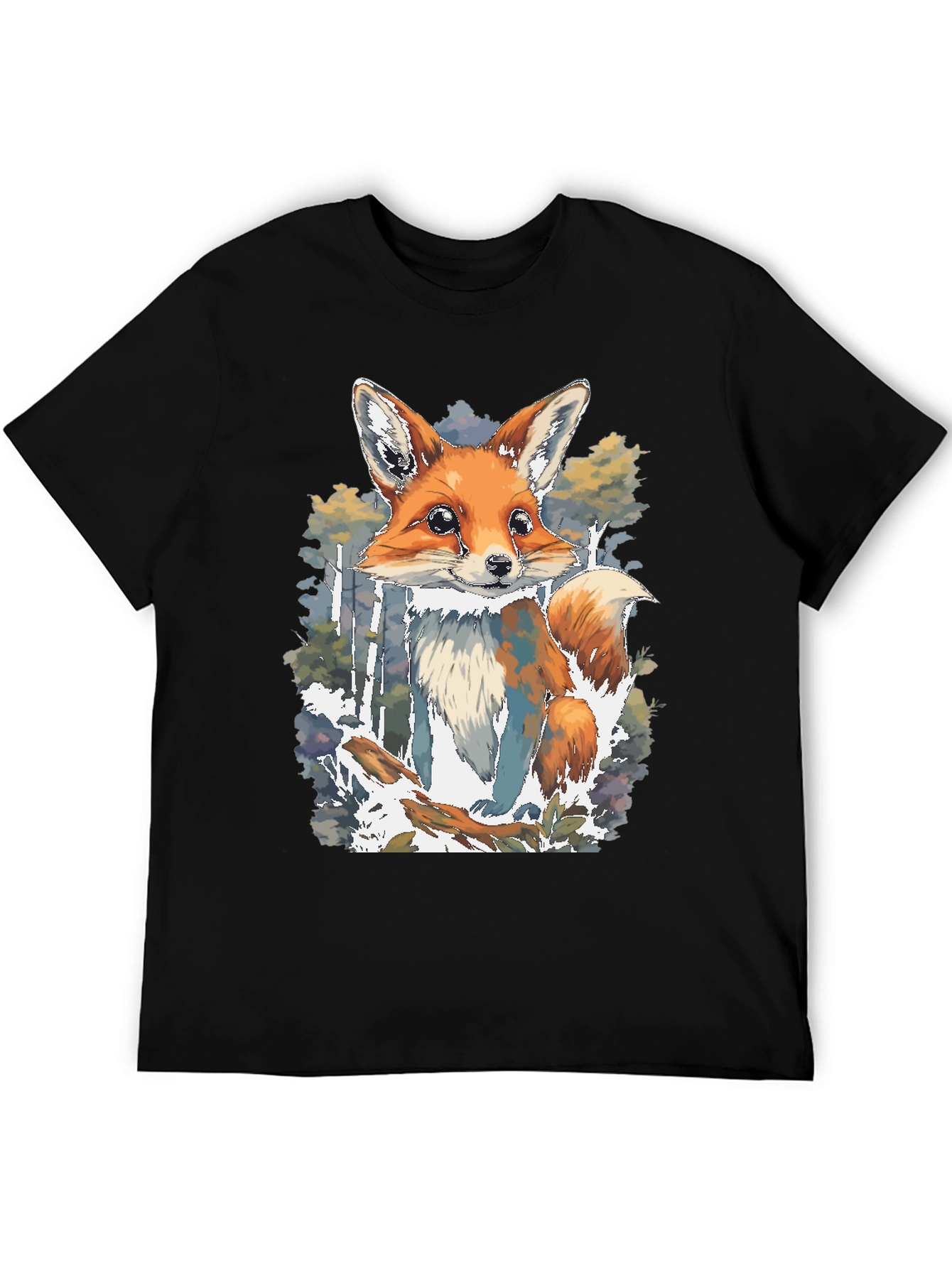 Fox Graphic Print Black T-Shirt