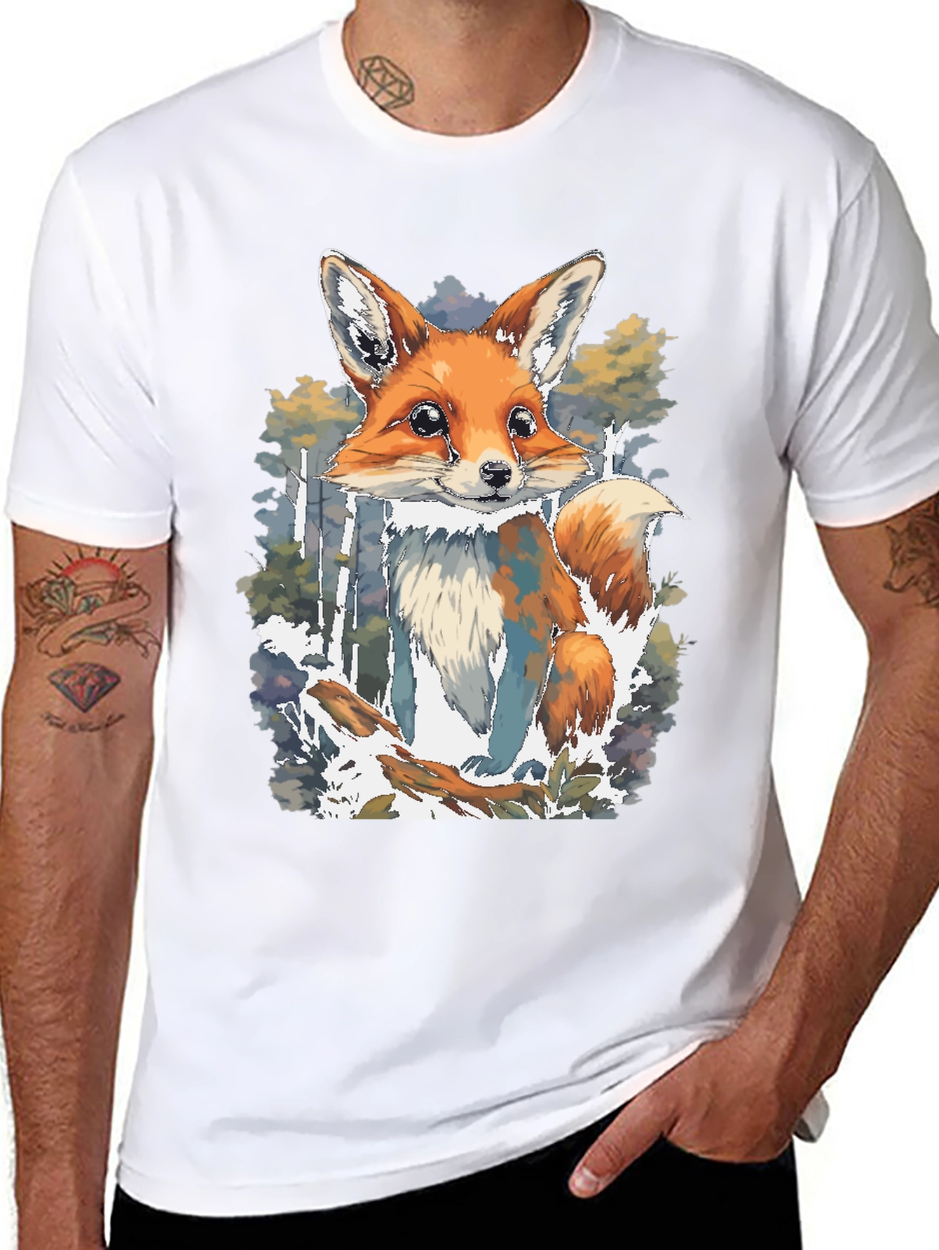 Fox Graphic Print Black T-Shirt