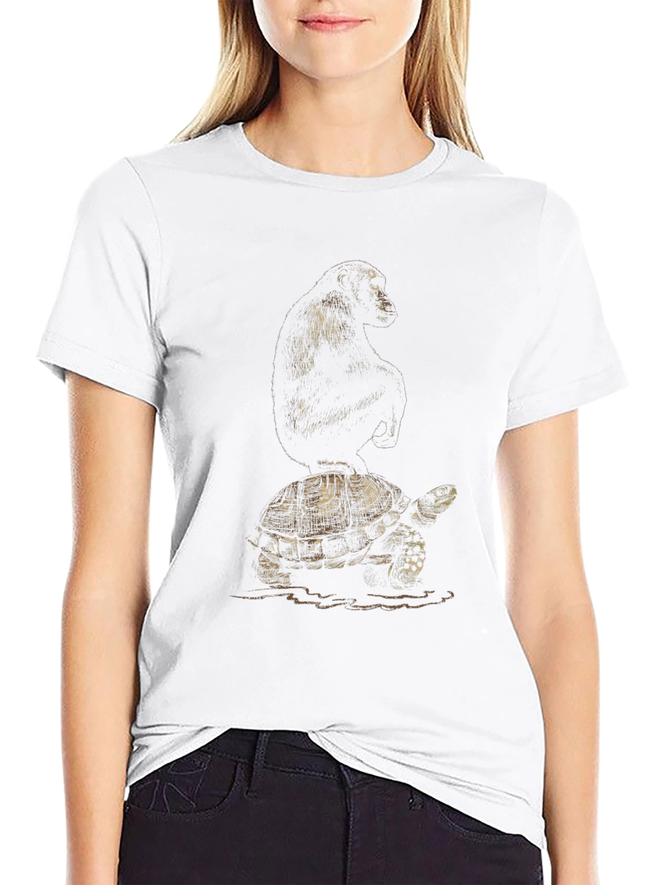 Chimp Riding Turtle Graphic Tee