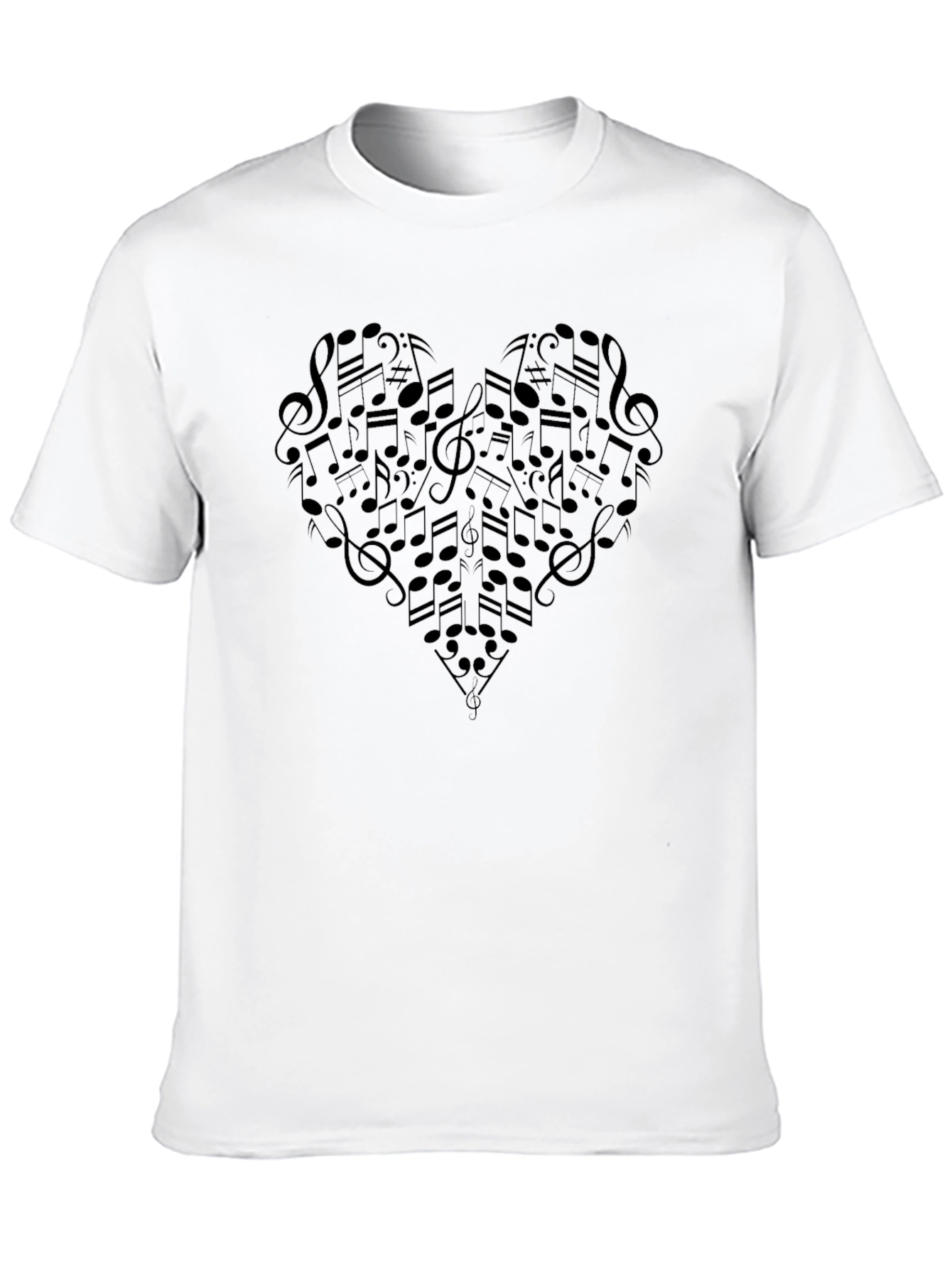 Musical Heart Graphic Tee - Black Cotton Shirt
