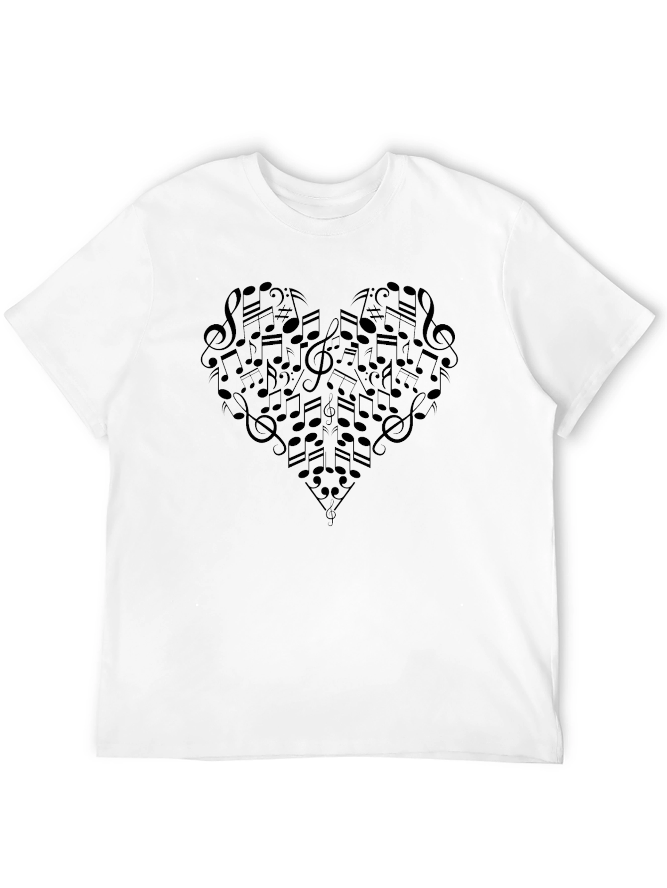 Musical Heart Graphic Tee - Black Cotton Shirt