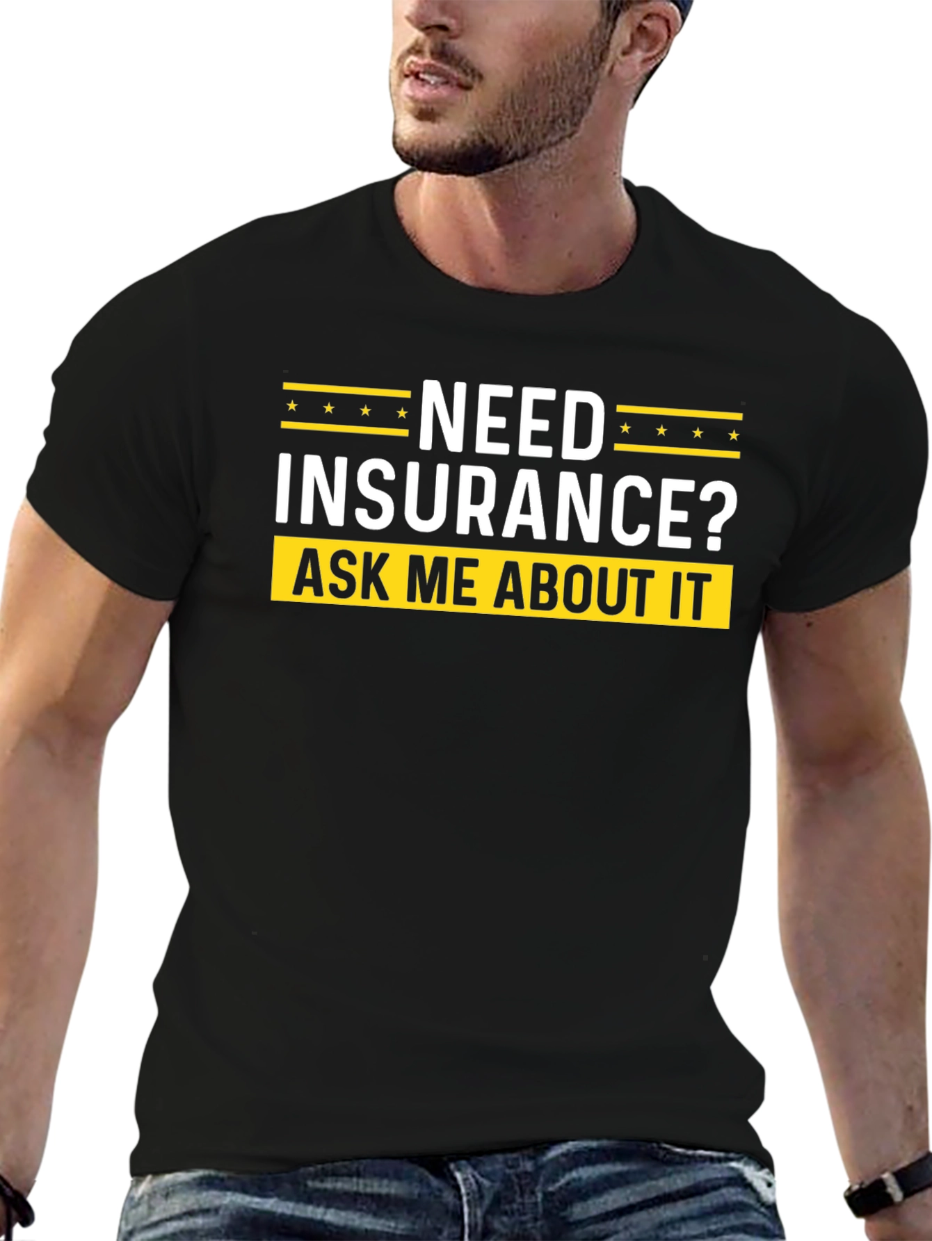 Need Insurance? Black Graphic T-Shirt
