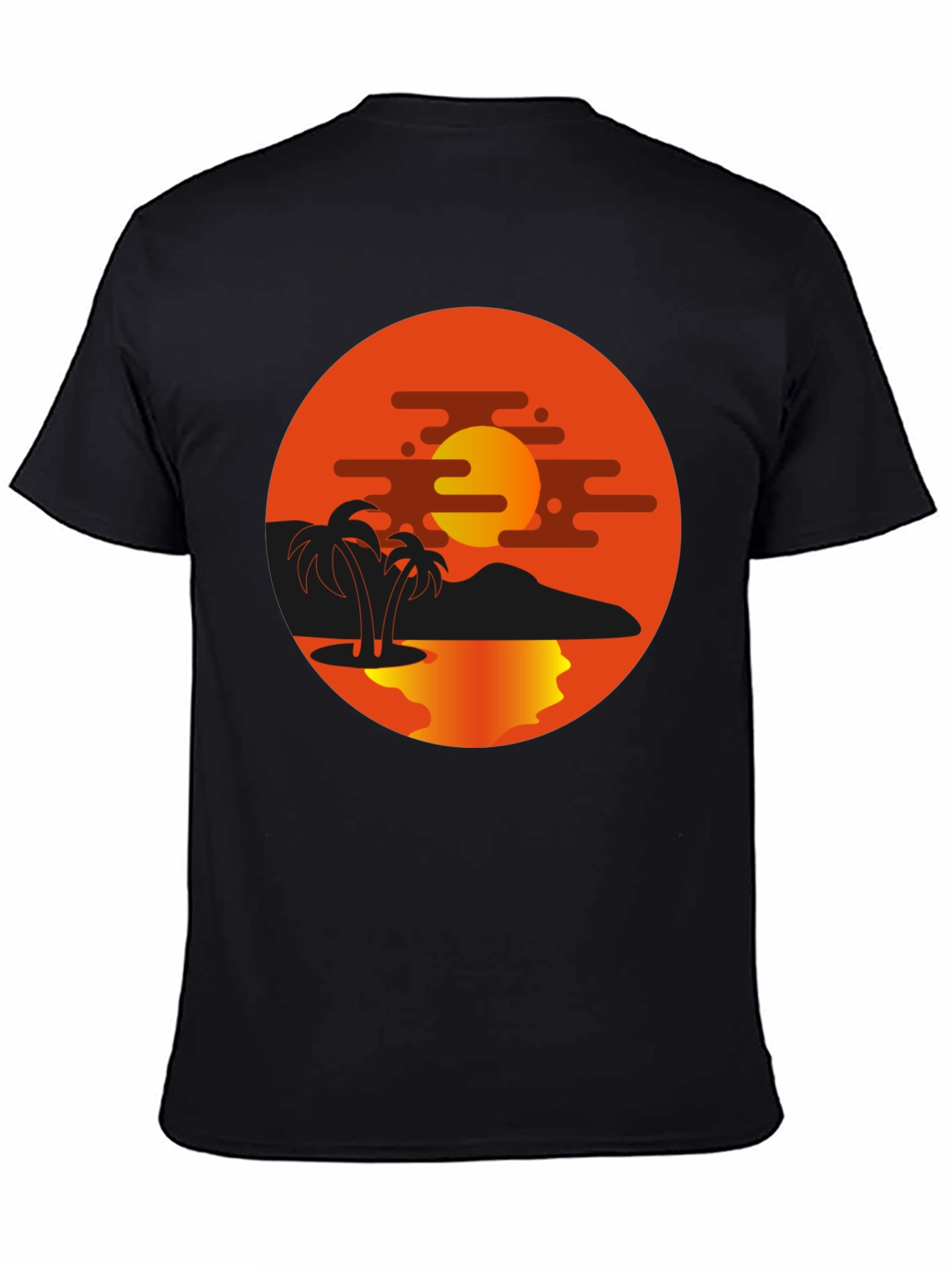 Sunset Palm Tree Graphic Black T-Shirt