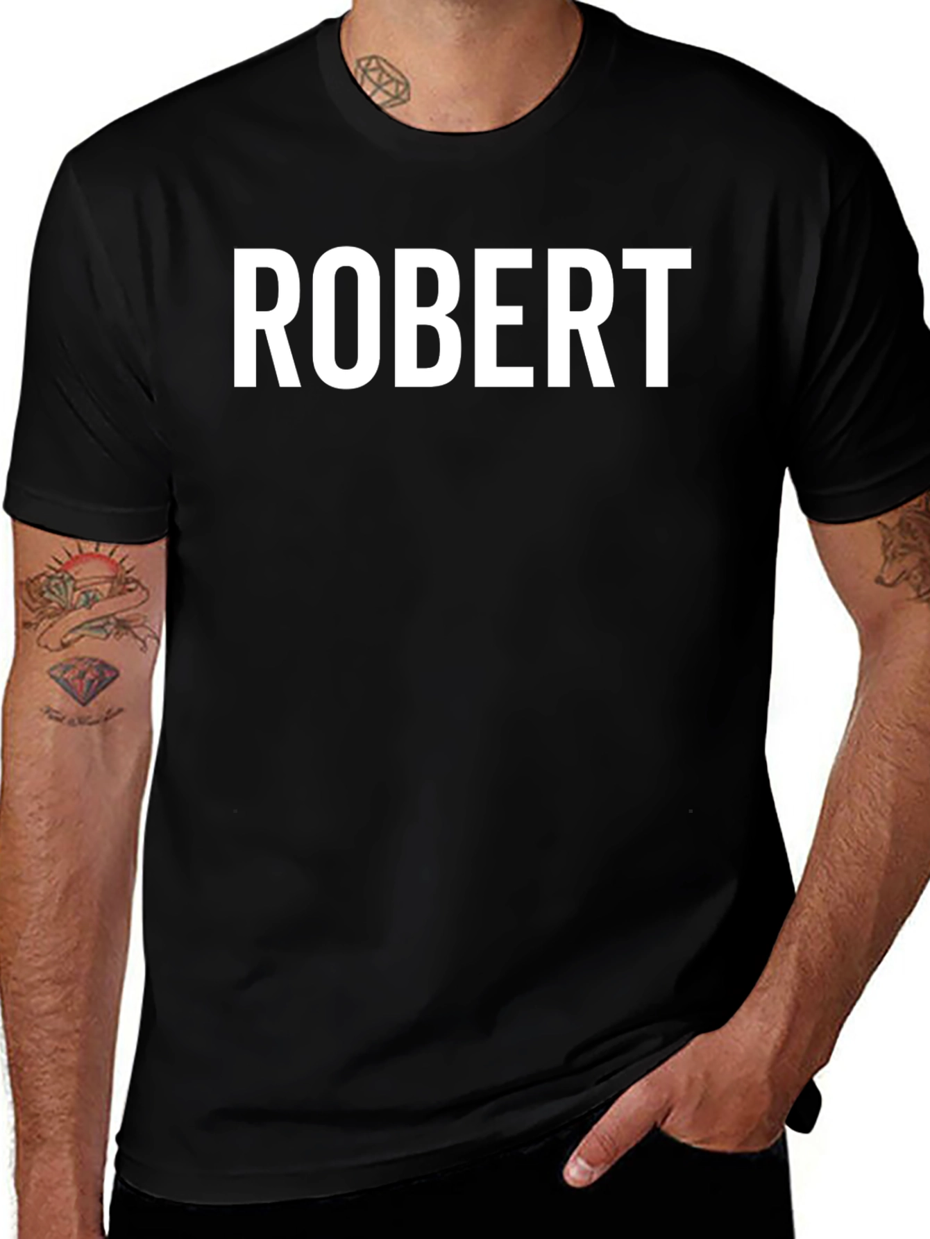 Robert Name T-Shirt - Black Crew Neck Tee