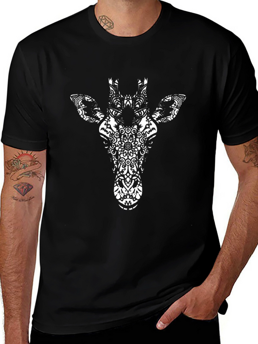 Giraffe Mandala Graphic Tee - Stylish Black T-Shirt