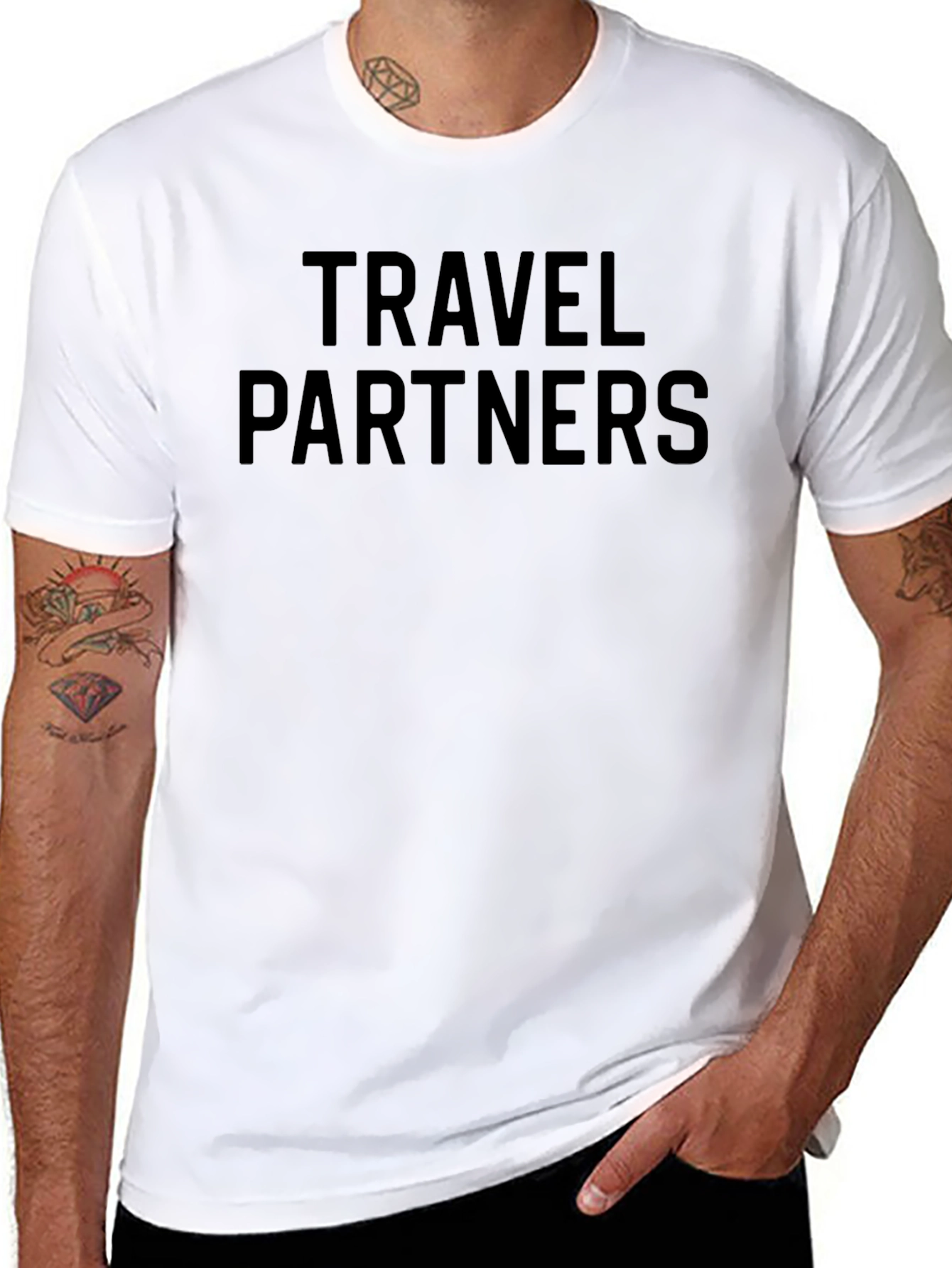 Travel Partners Graphic Tee - Black Crew Neck T-Shirt