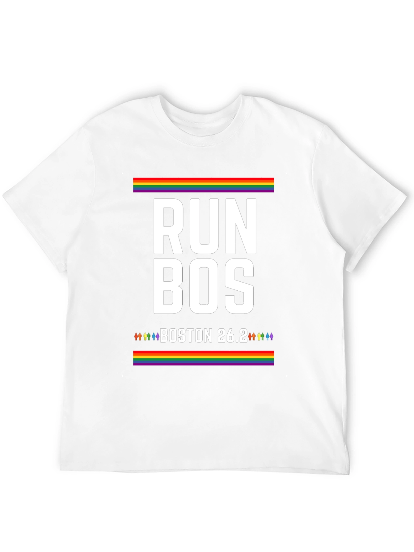 Run Bos Pride T-Shirt - Boston 26.2 Marathon LGBT