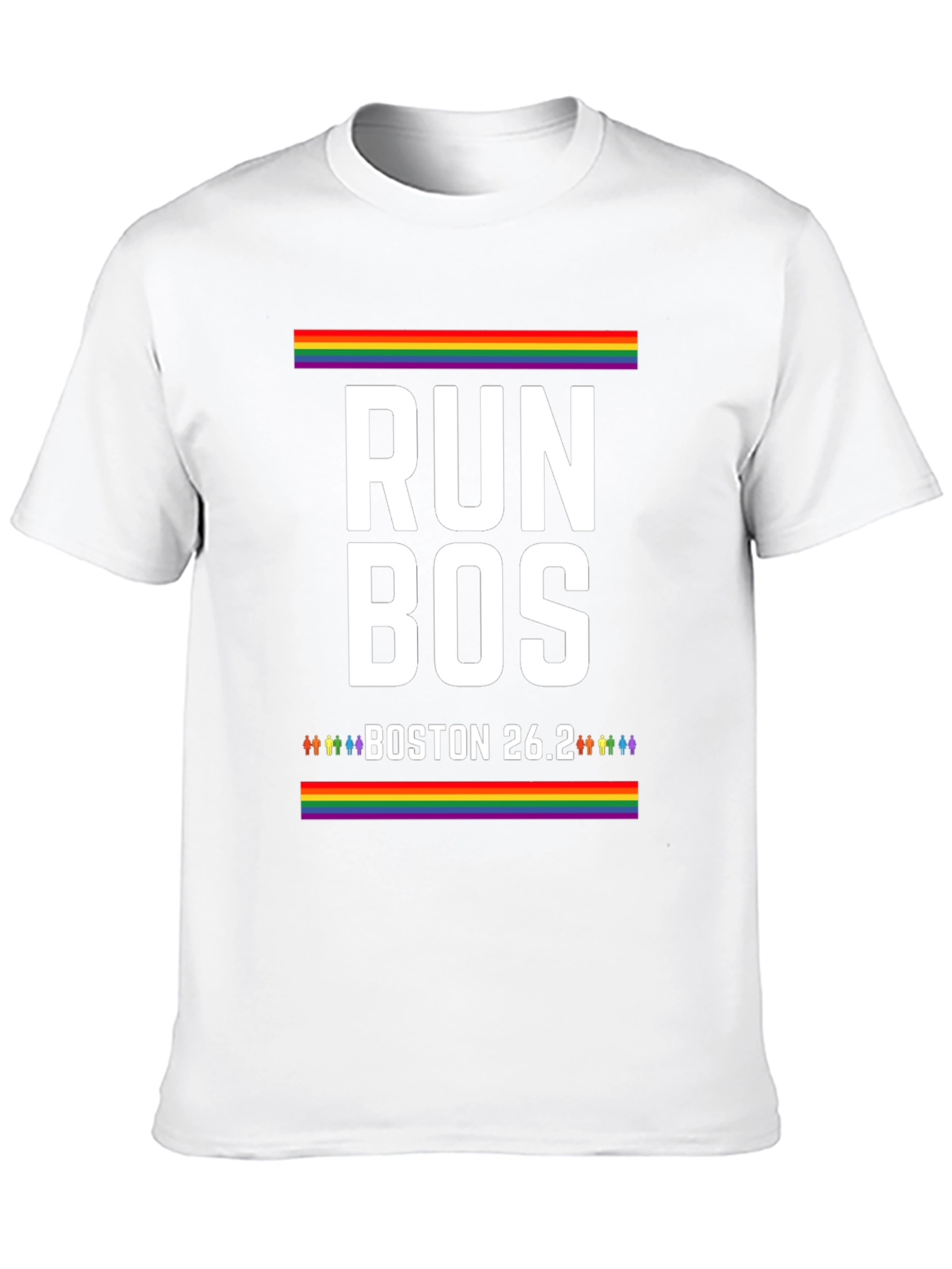 Run Bos Pride T-Shirt - Boston 26.2 Marathon LGBT