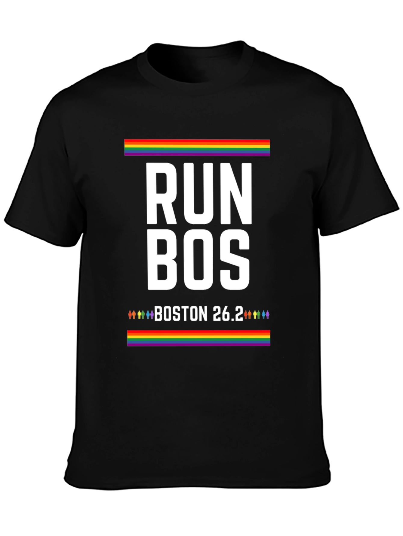 Run Bos Pride T-Shirt - Boston 26.2 Marathon LGBT