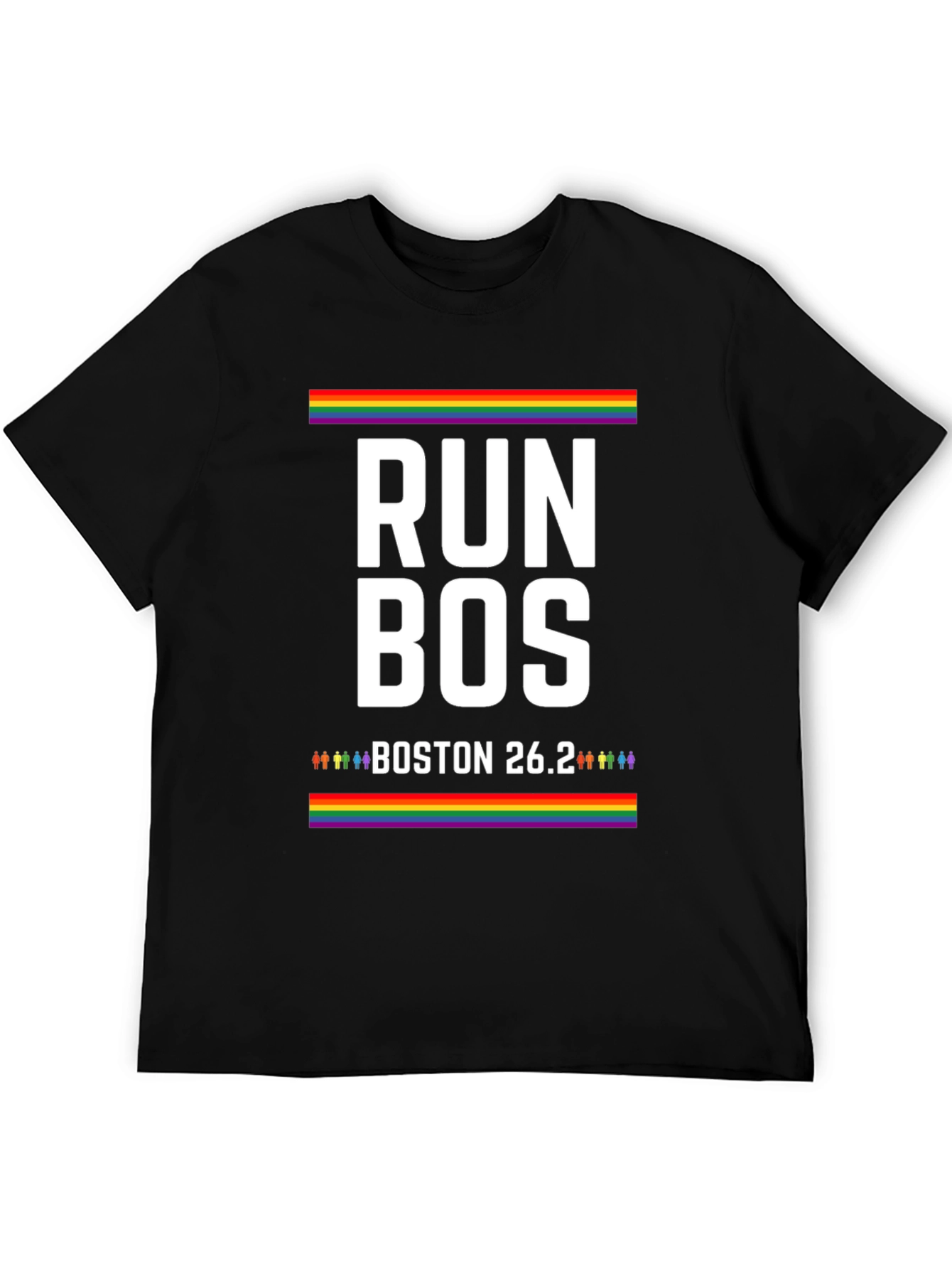 Run Bos Pride T-Shirt - Boston 26.2 Marathon LGBT