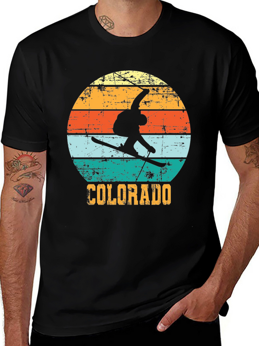 Colorado Ski Sunset Graphic Tee - Retro Style