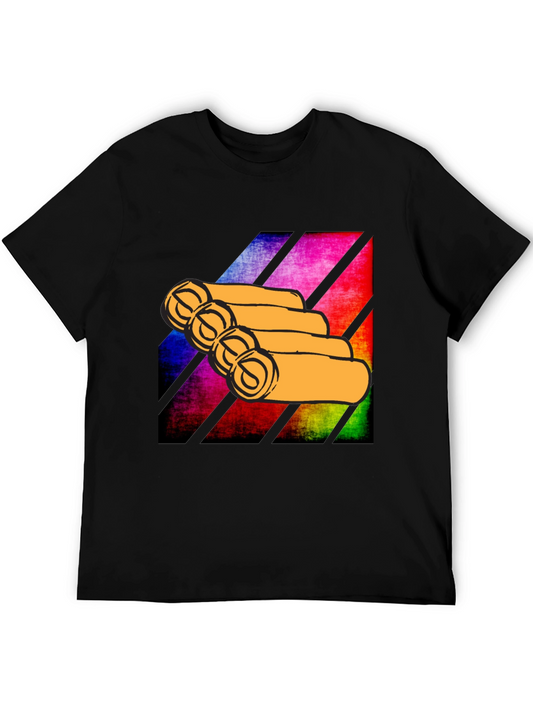 Retro Burrito Roll T-Shirt - Colorful Stripe Tee