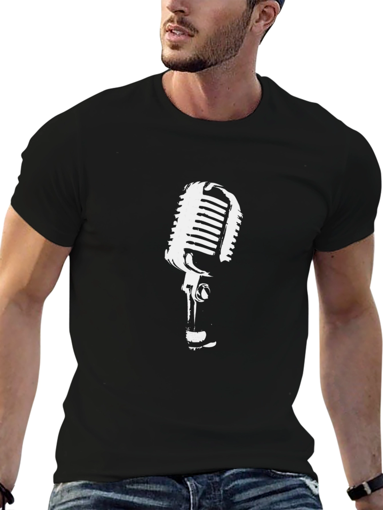 Retro Microphone Graphic Tee - Classic Cool