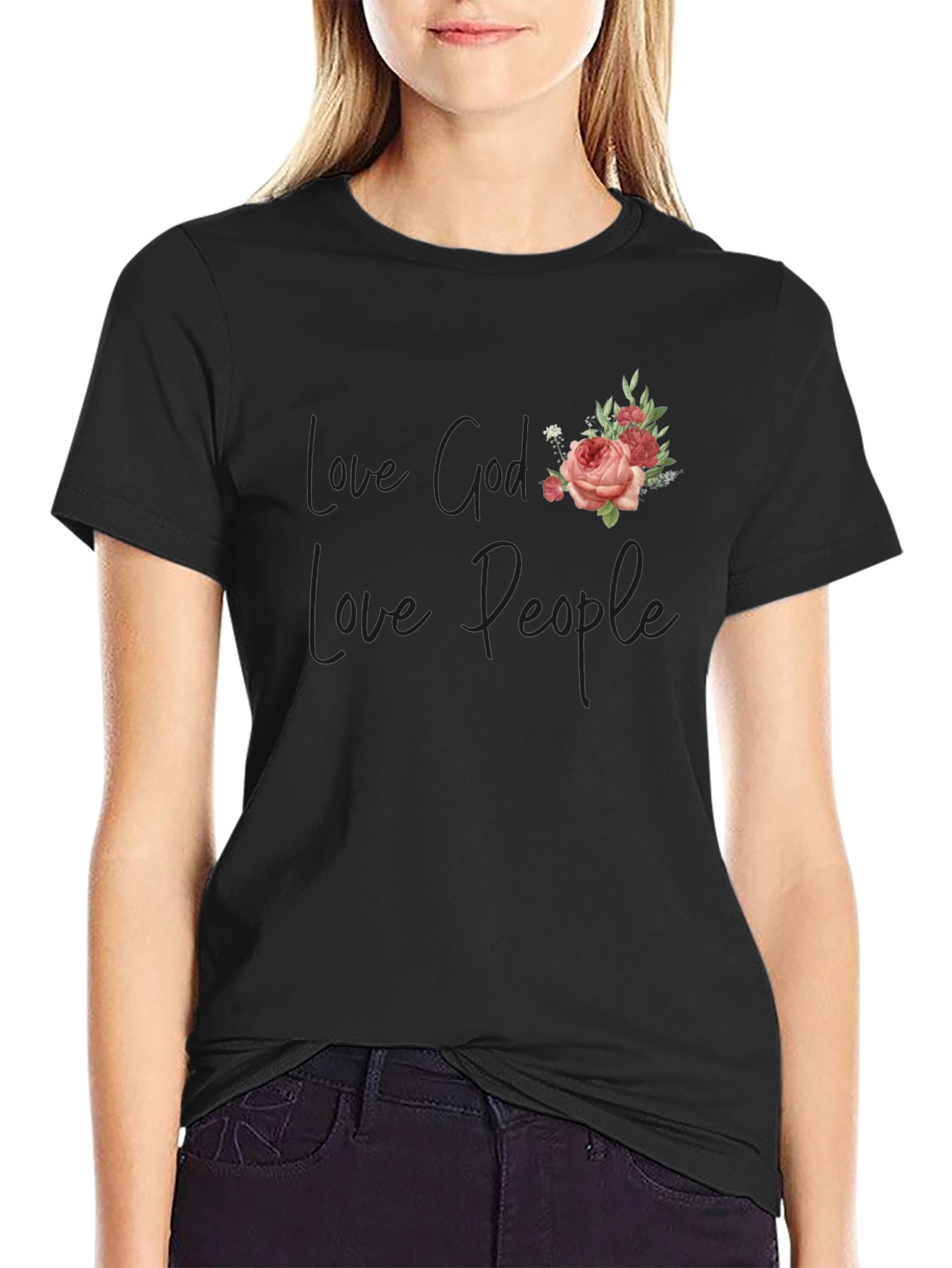 Love God Love People Floral Graphic Tee