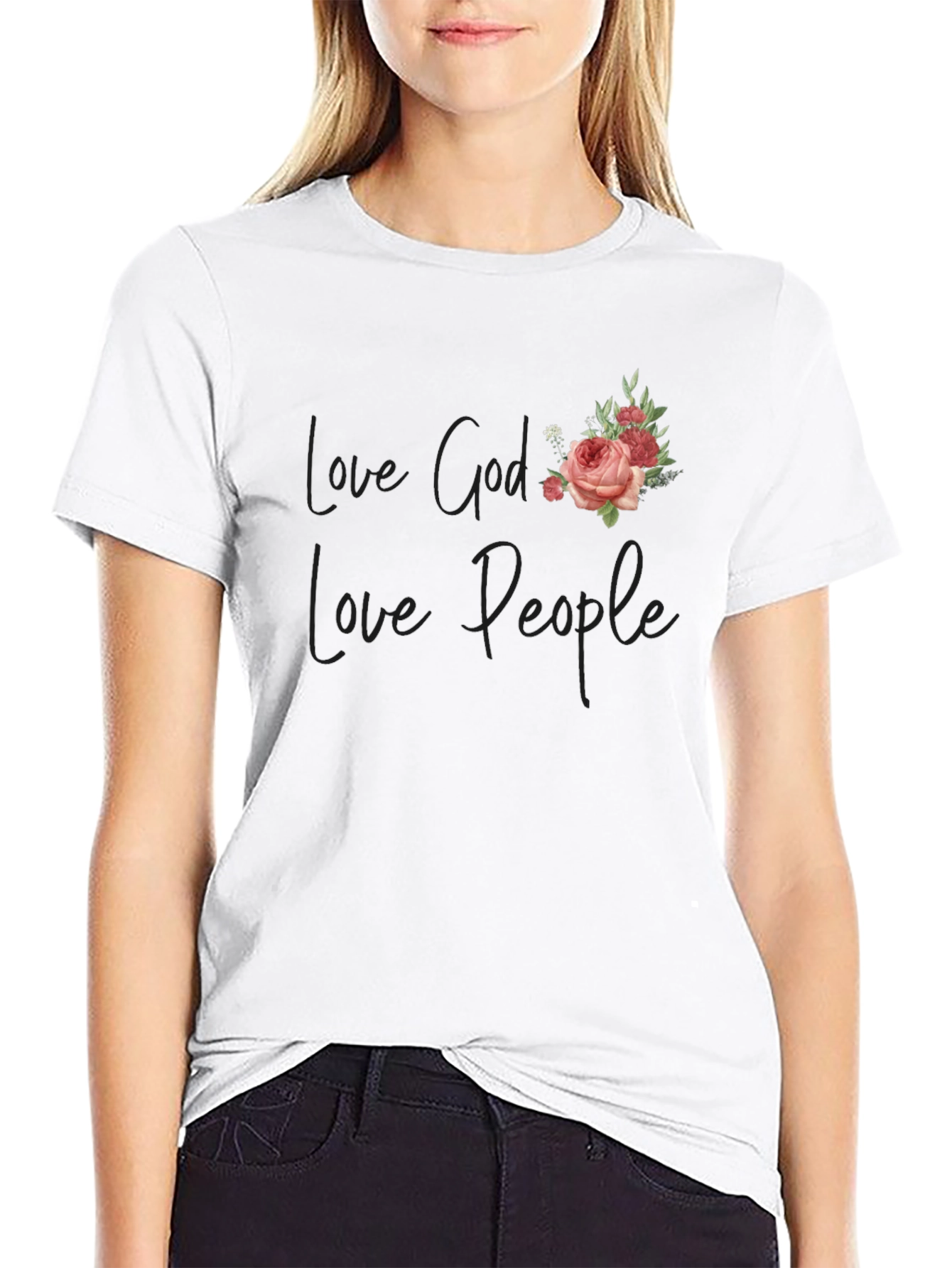 Love God Love People Floral Graphic Tee