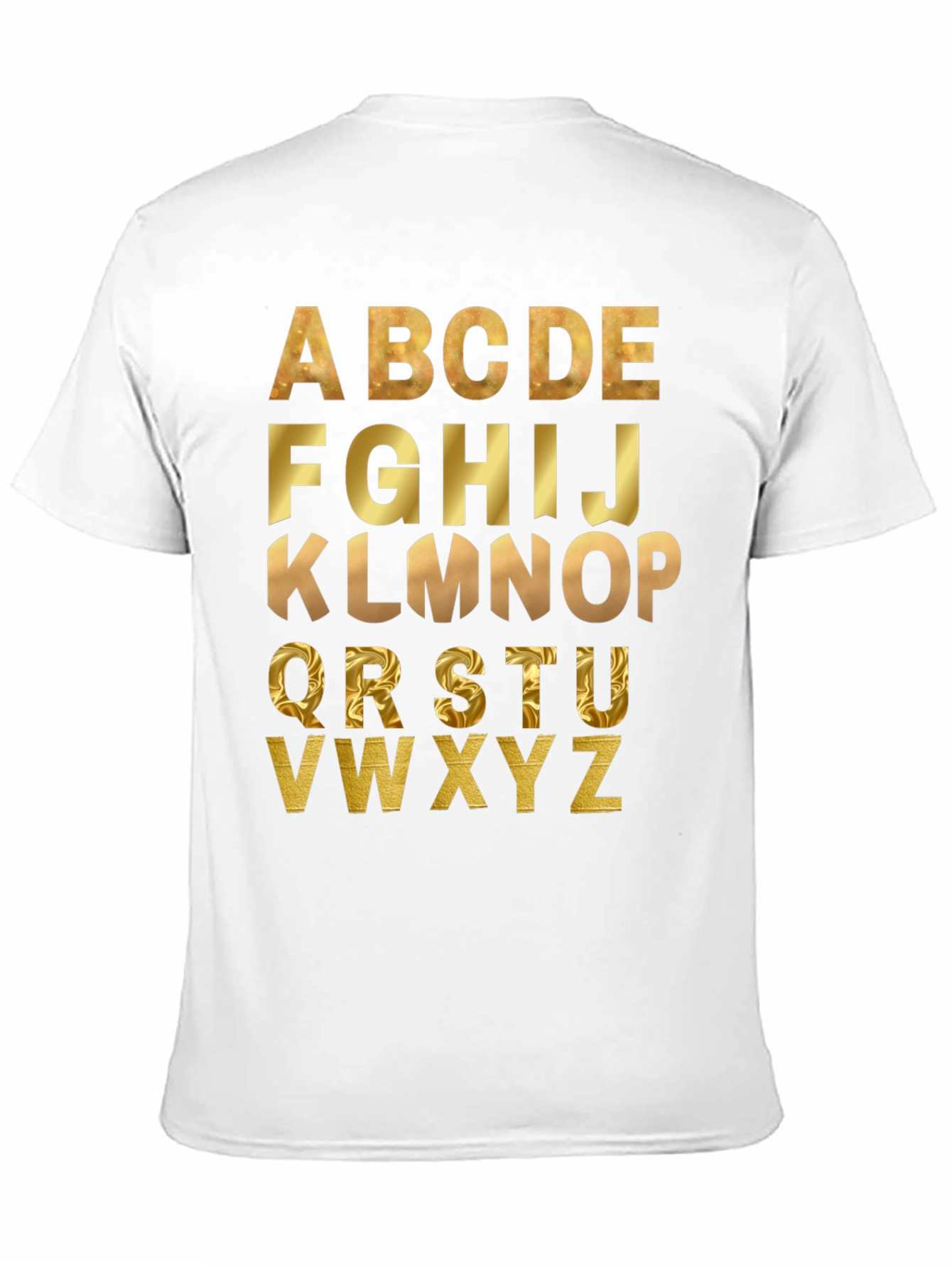 Alphabet Gold Print Black T-Shirt
