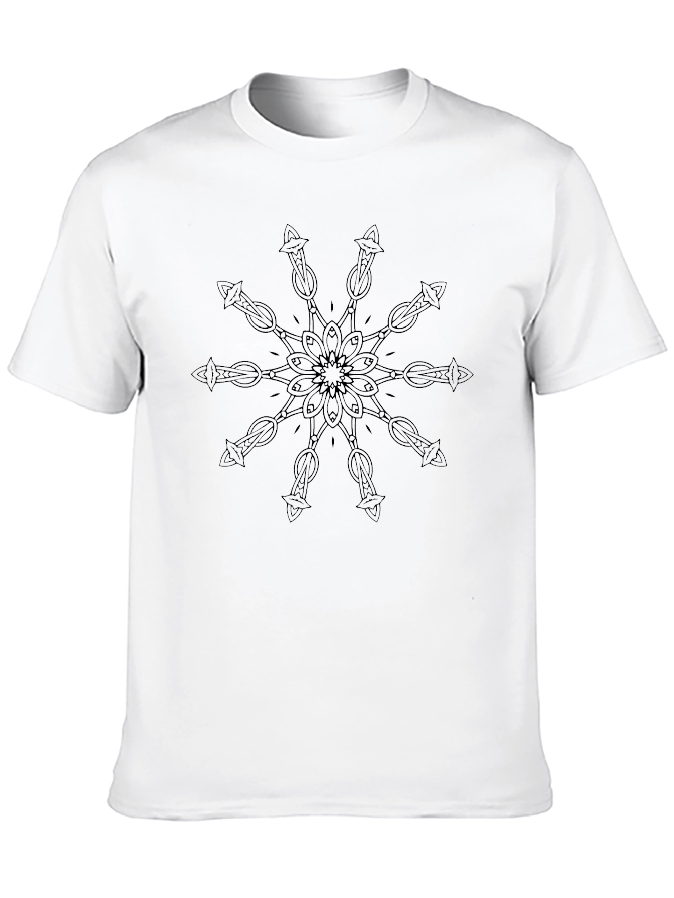 Mens Black Graphic Tee - Abstract Mandala Design