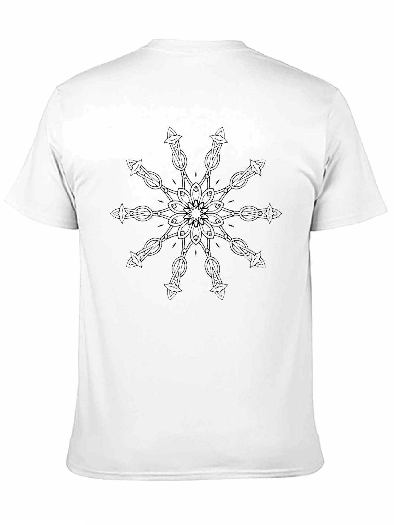 Mens Black Graphic Tee - Abstract Mandala Design