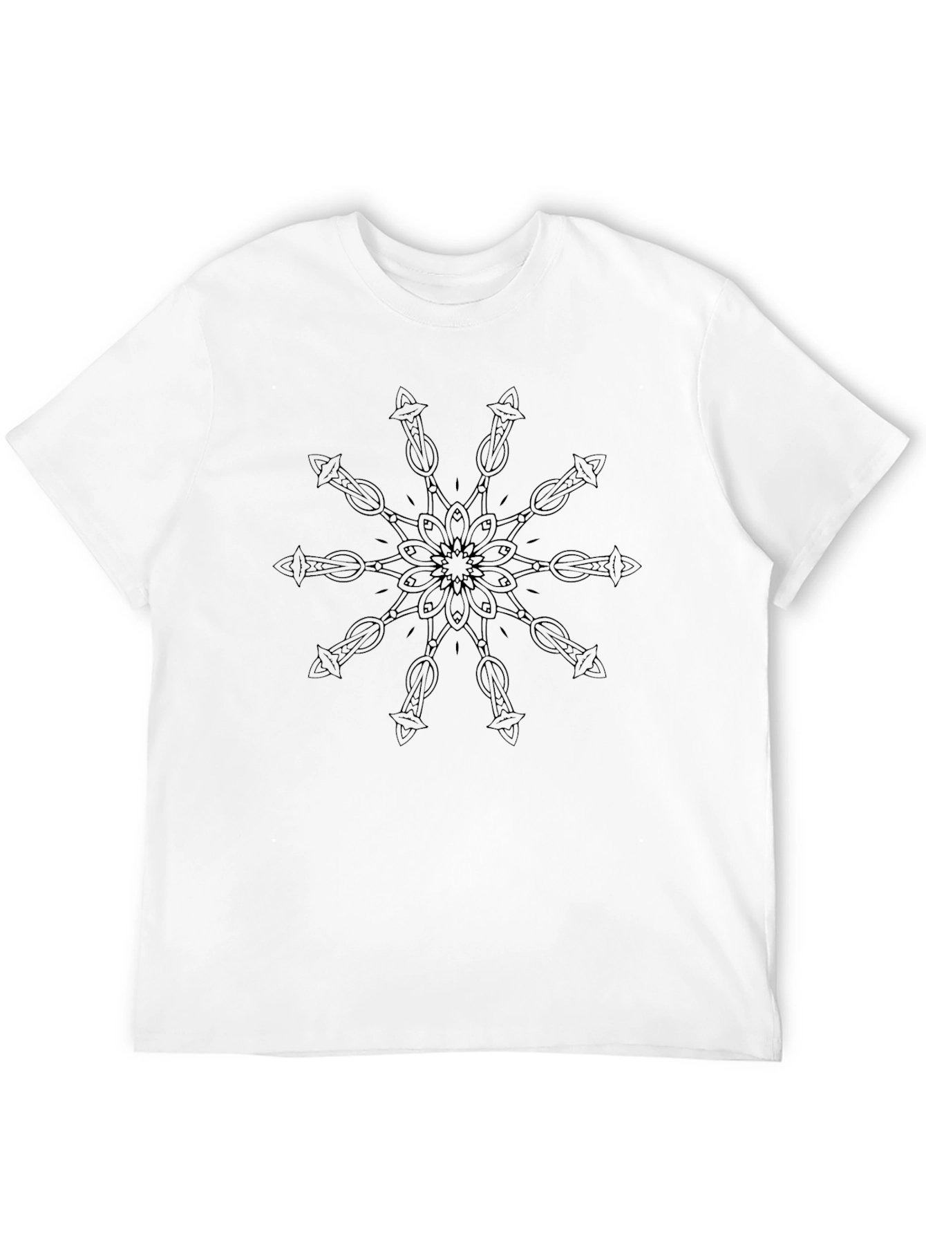 Mens Black Graphic Tee - Abstract Mandala Design