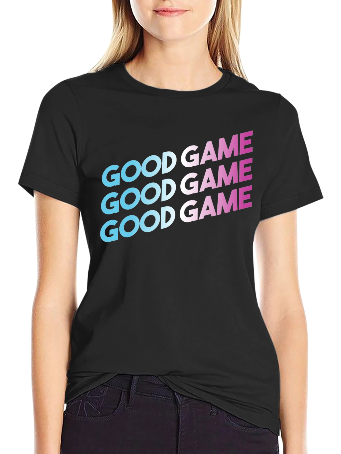 Good Game Graphic Print Tee - Black
