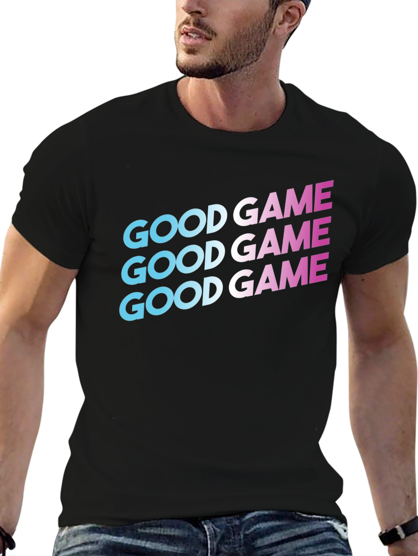 Good Game Graphic Print Tee - Black