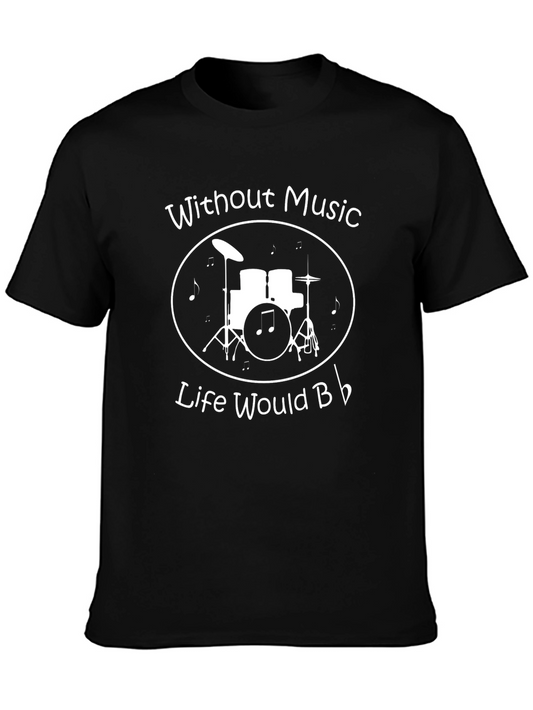 Music Lover Graphic Tee - Life Without Music Would B Flat