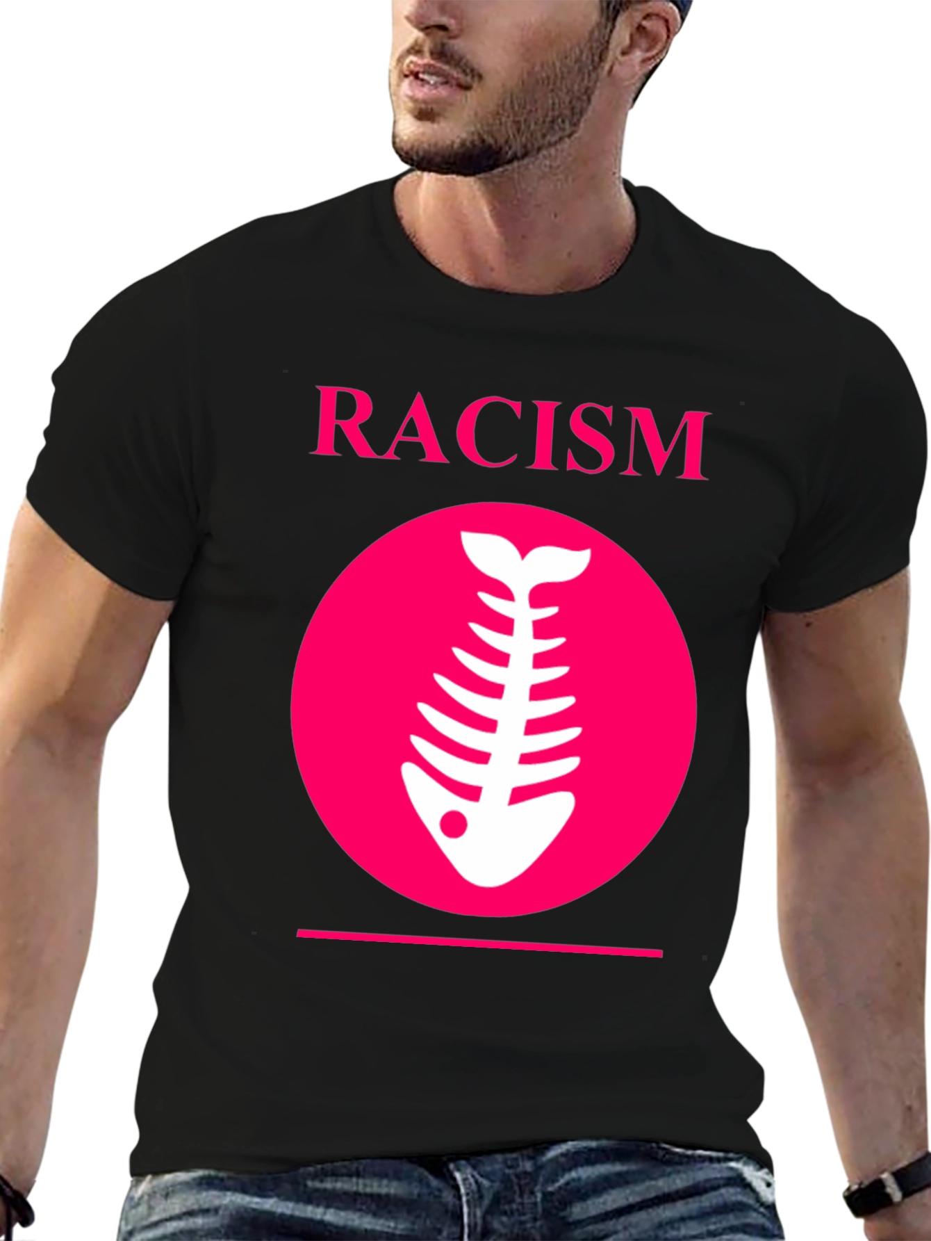 Racism Fishbone Graphic Tee - Black