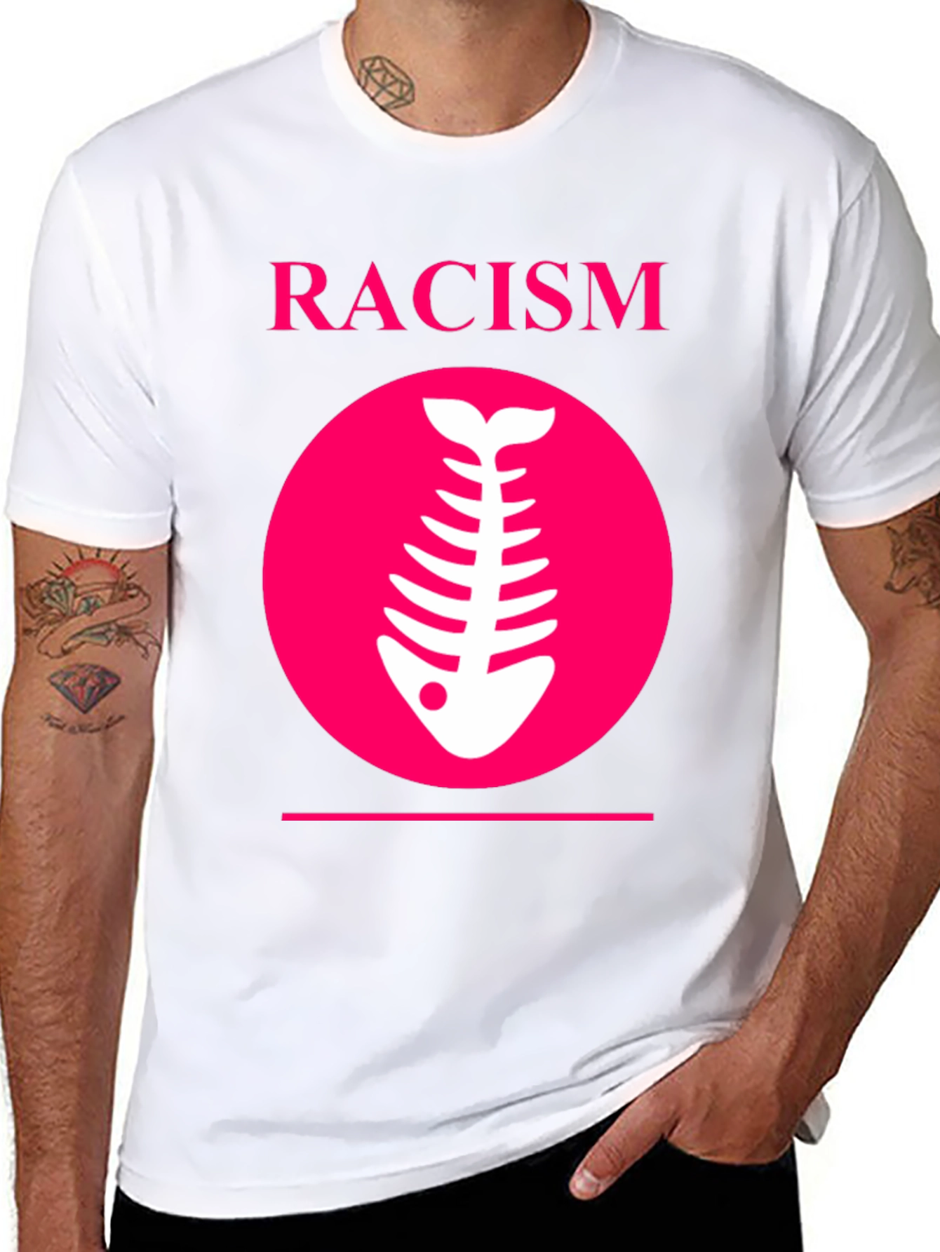 Racism Fishbone Graphic Tee - Black