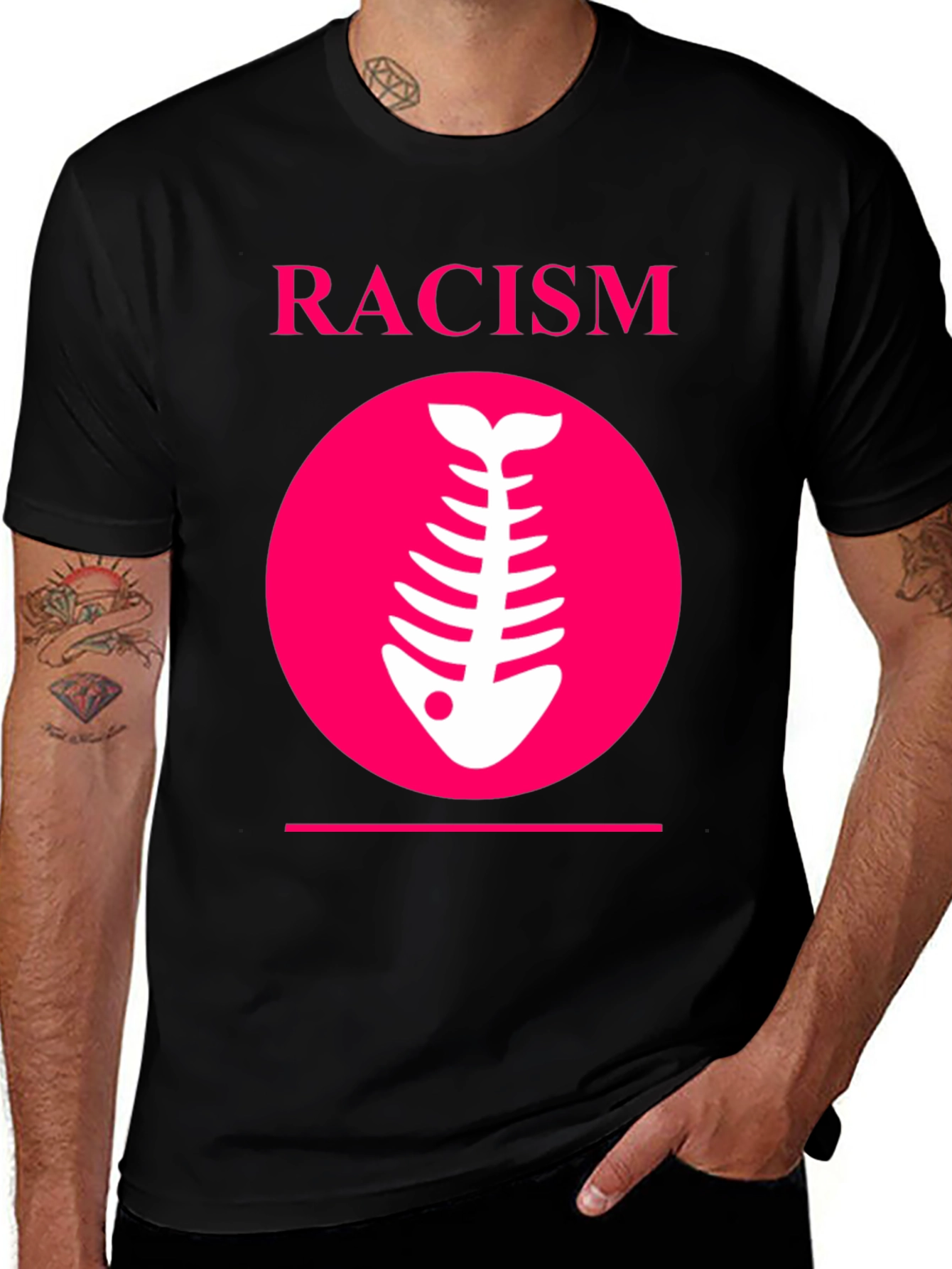 Racism Fishbone Graphic Tee - Black