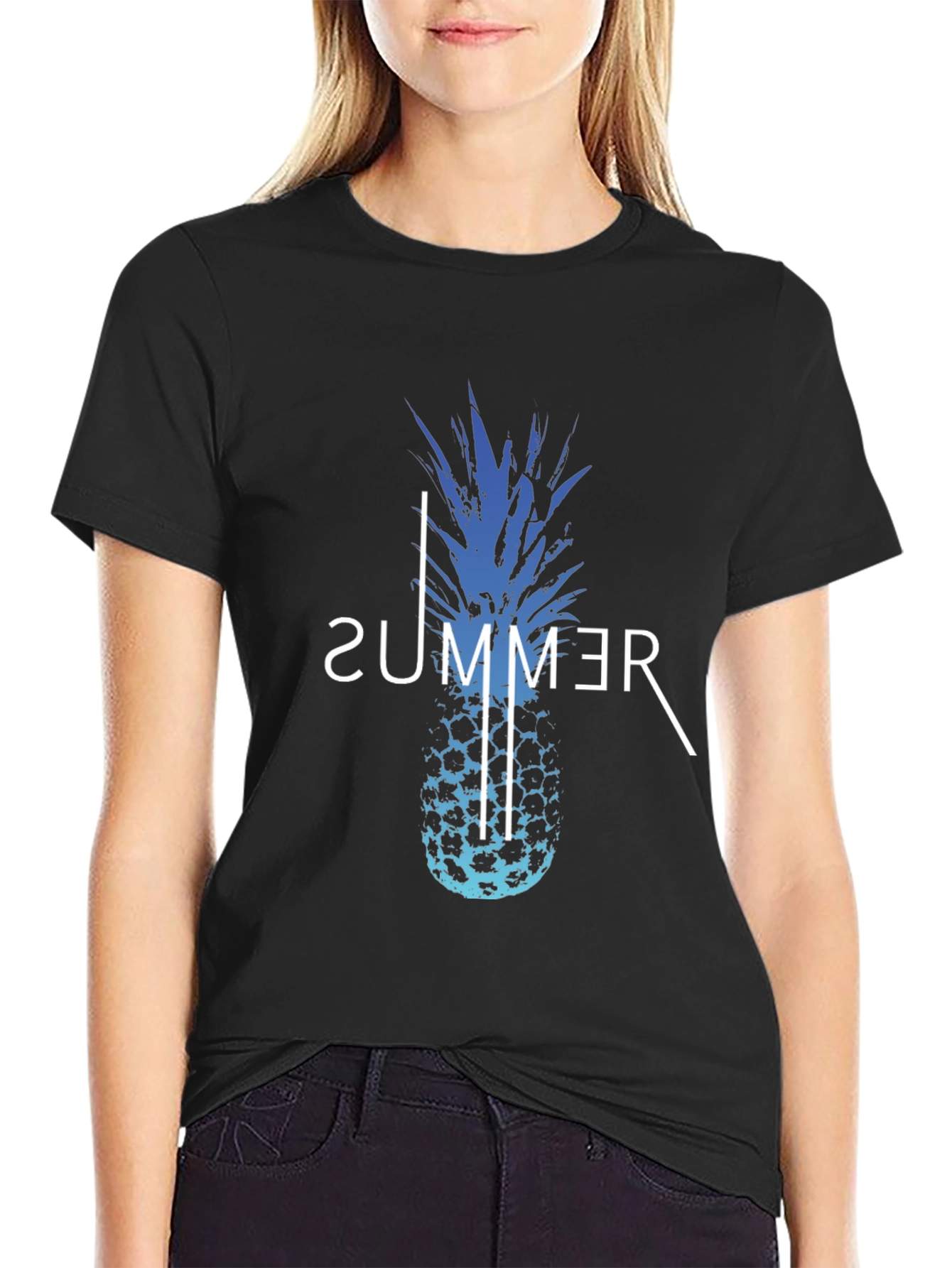 Summer Pineapple Graphic Print T-Shirt