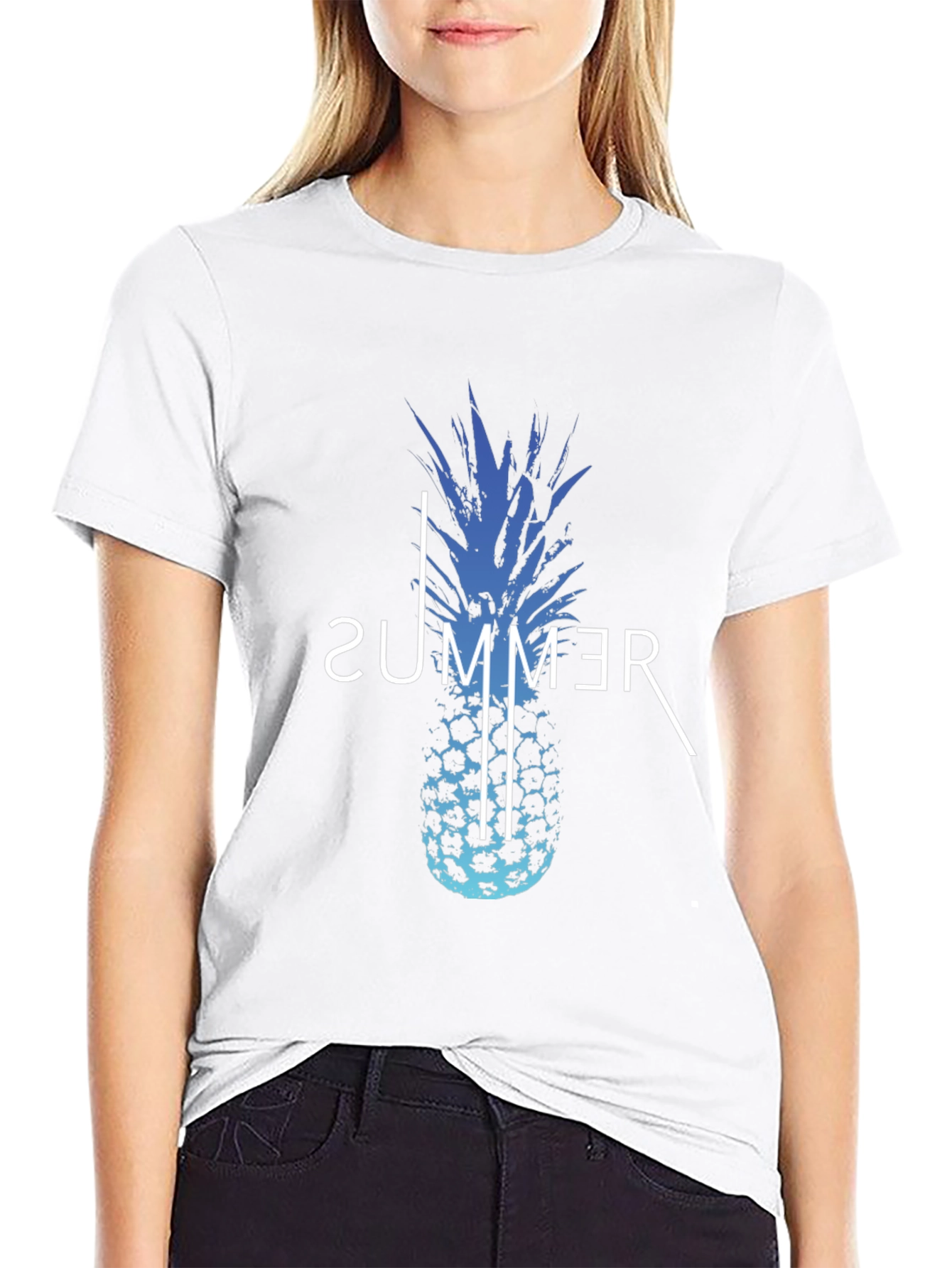 Summer Pineapple Graphic Print T-Shirt