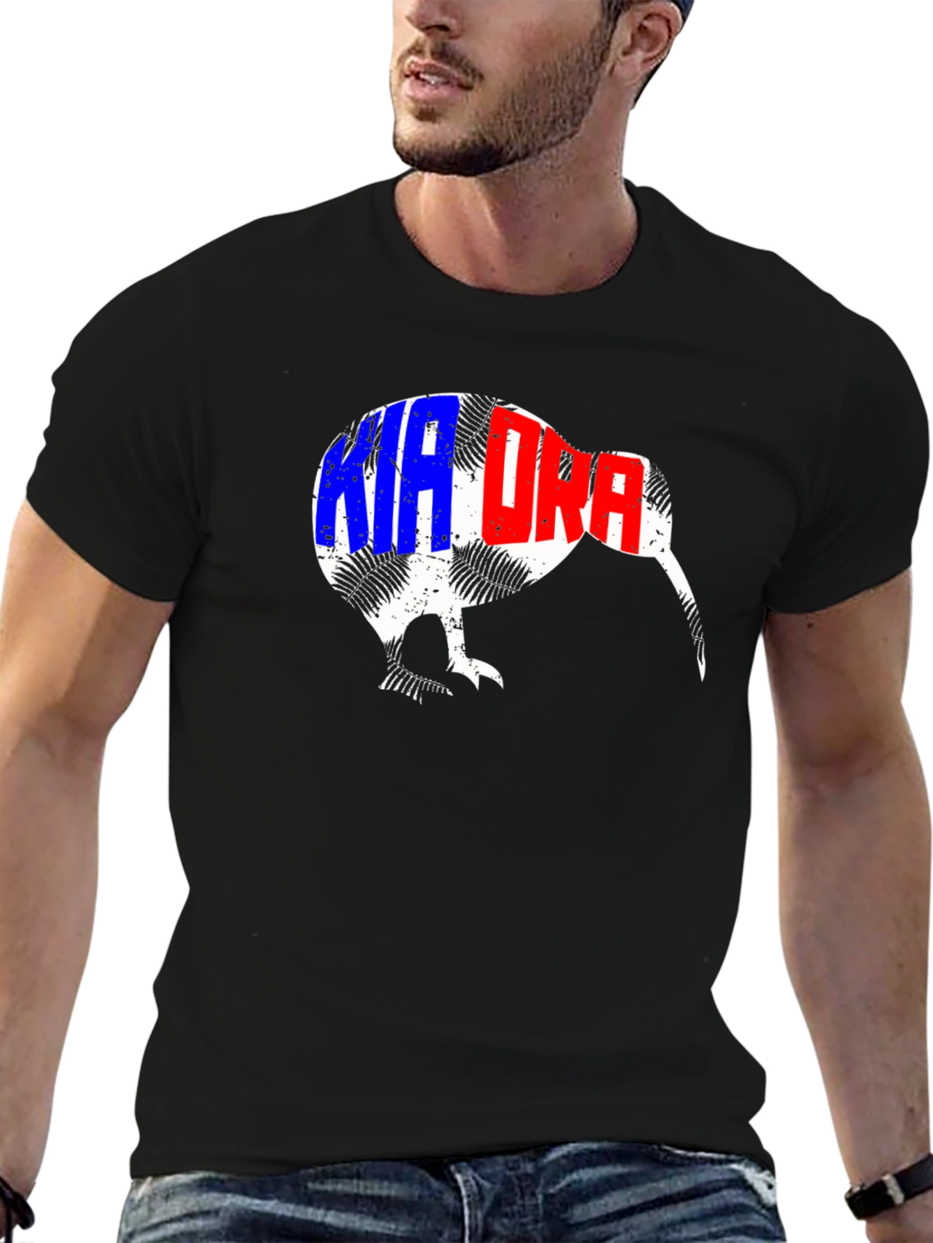 Kia Ora Kiwi Bird Black T-Shirt