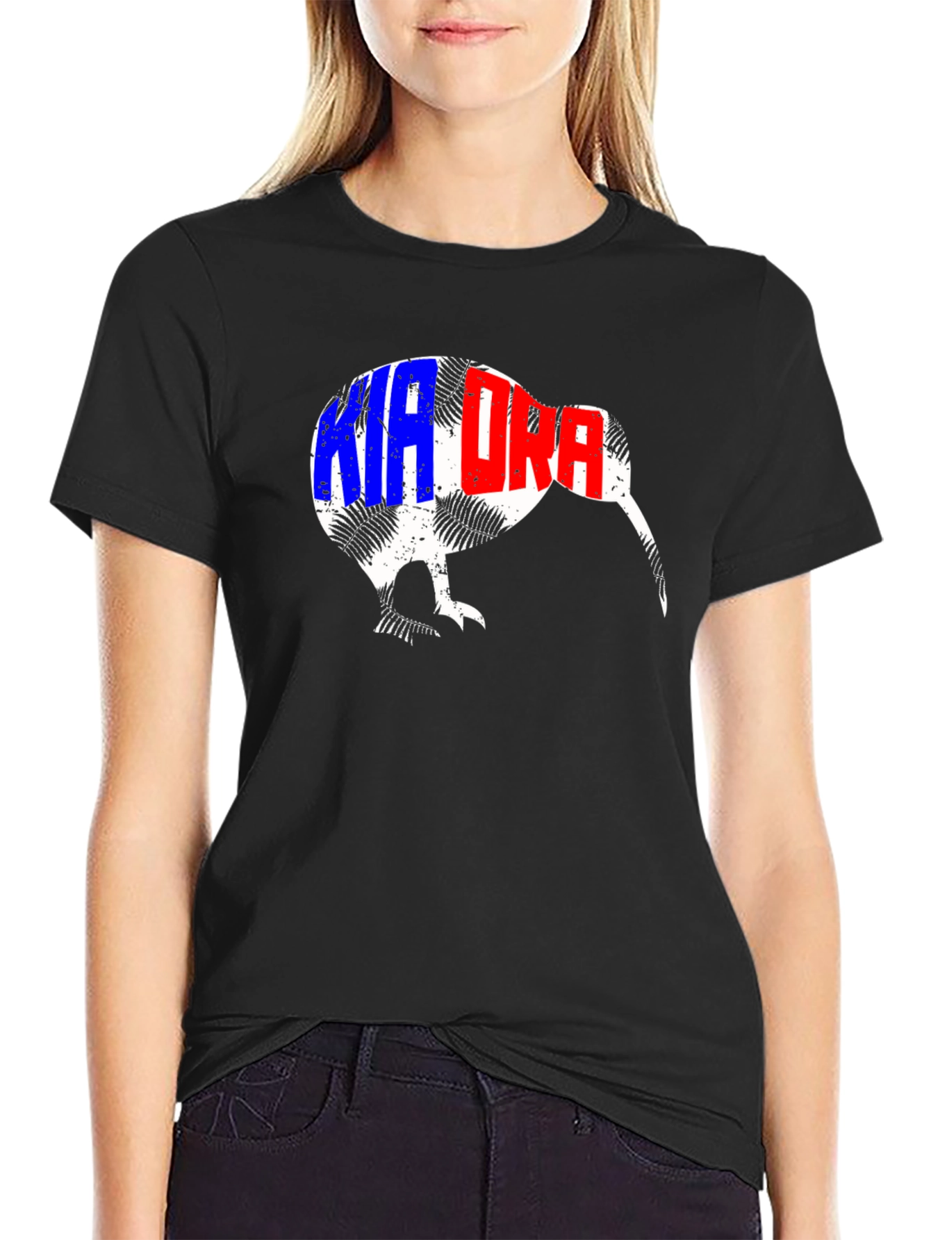 Kia Ora Kiwi Bird Black T-Shirt