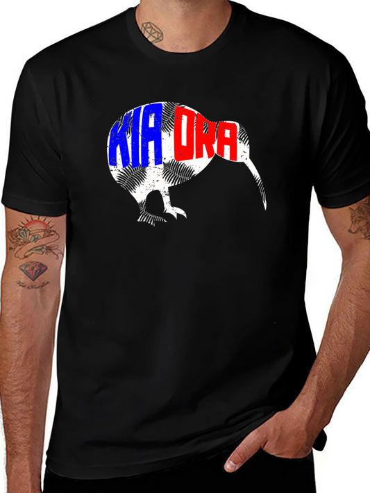 Kia Ora Kiwi Bird Black T-Shirt