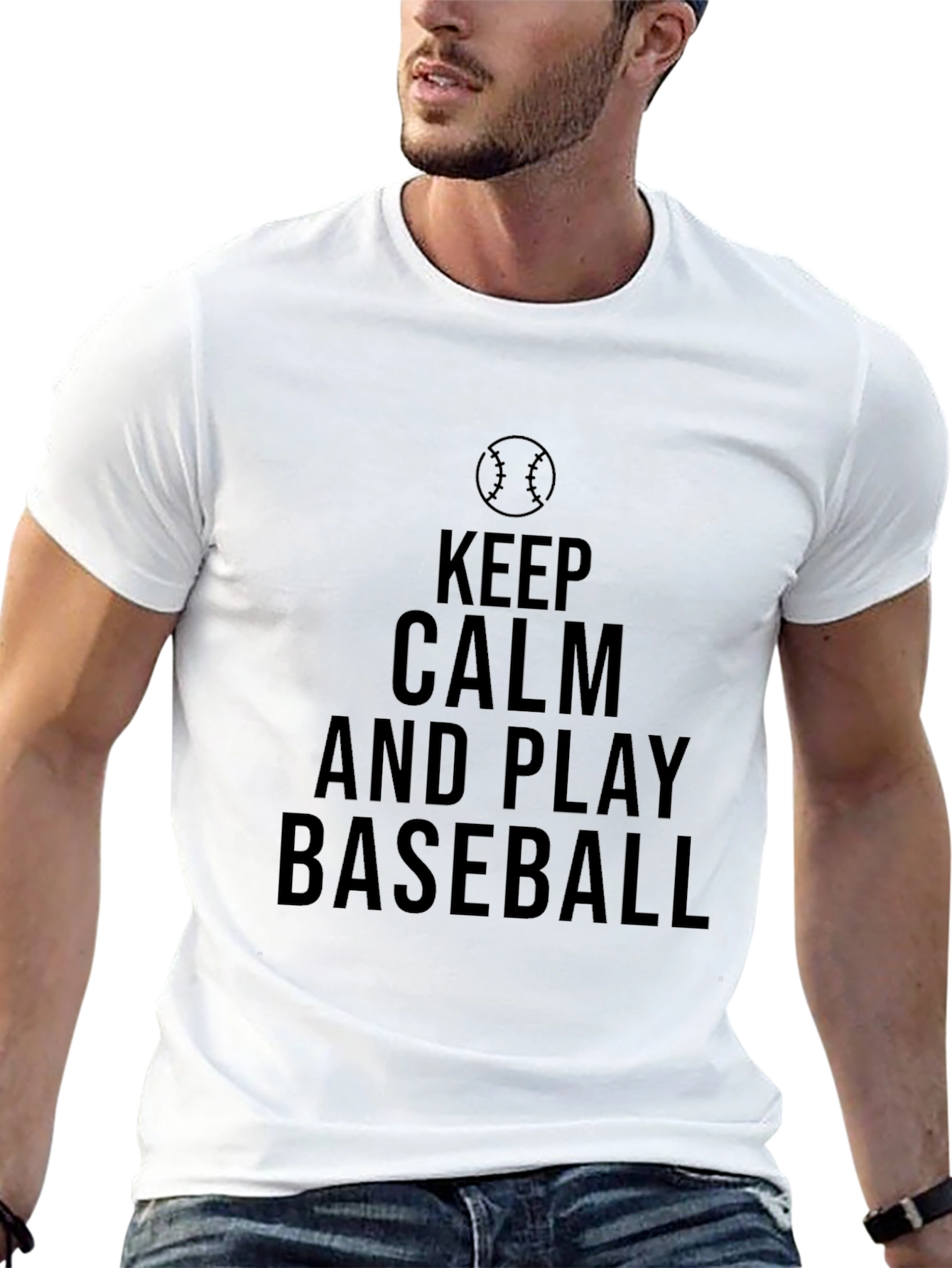 Keep Calm and Play Baseball Graphic T-Shirt