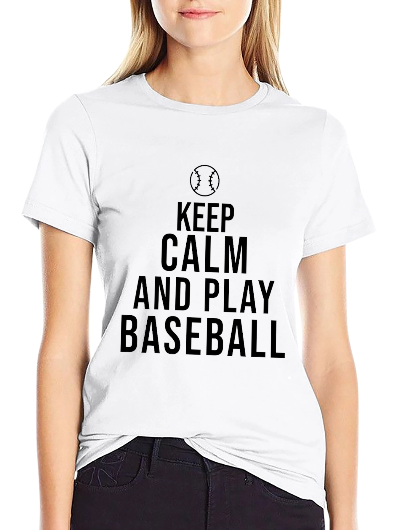 Keep Calm and Play Baseball Graphic T-Shirt