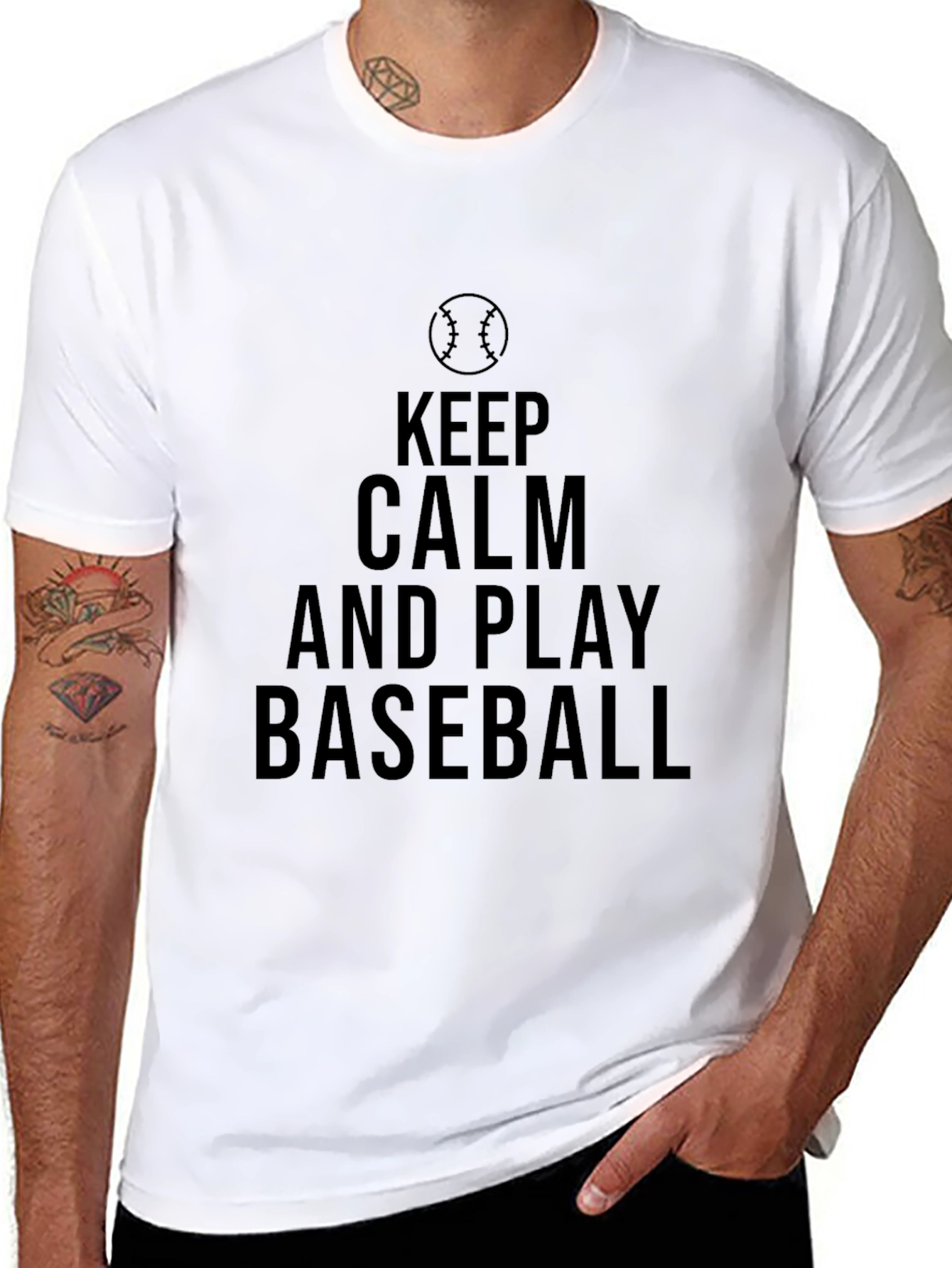 Keep Calm and Play Baseball Graphic T-Shirt