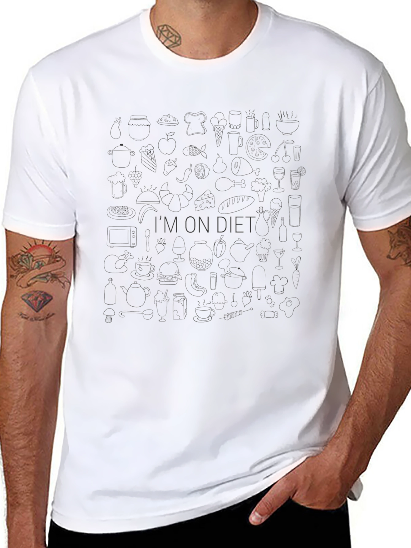 Im On Diet T-Shirt - Black Casual Tee