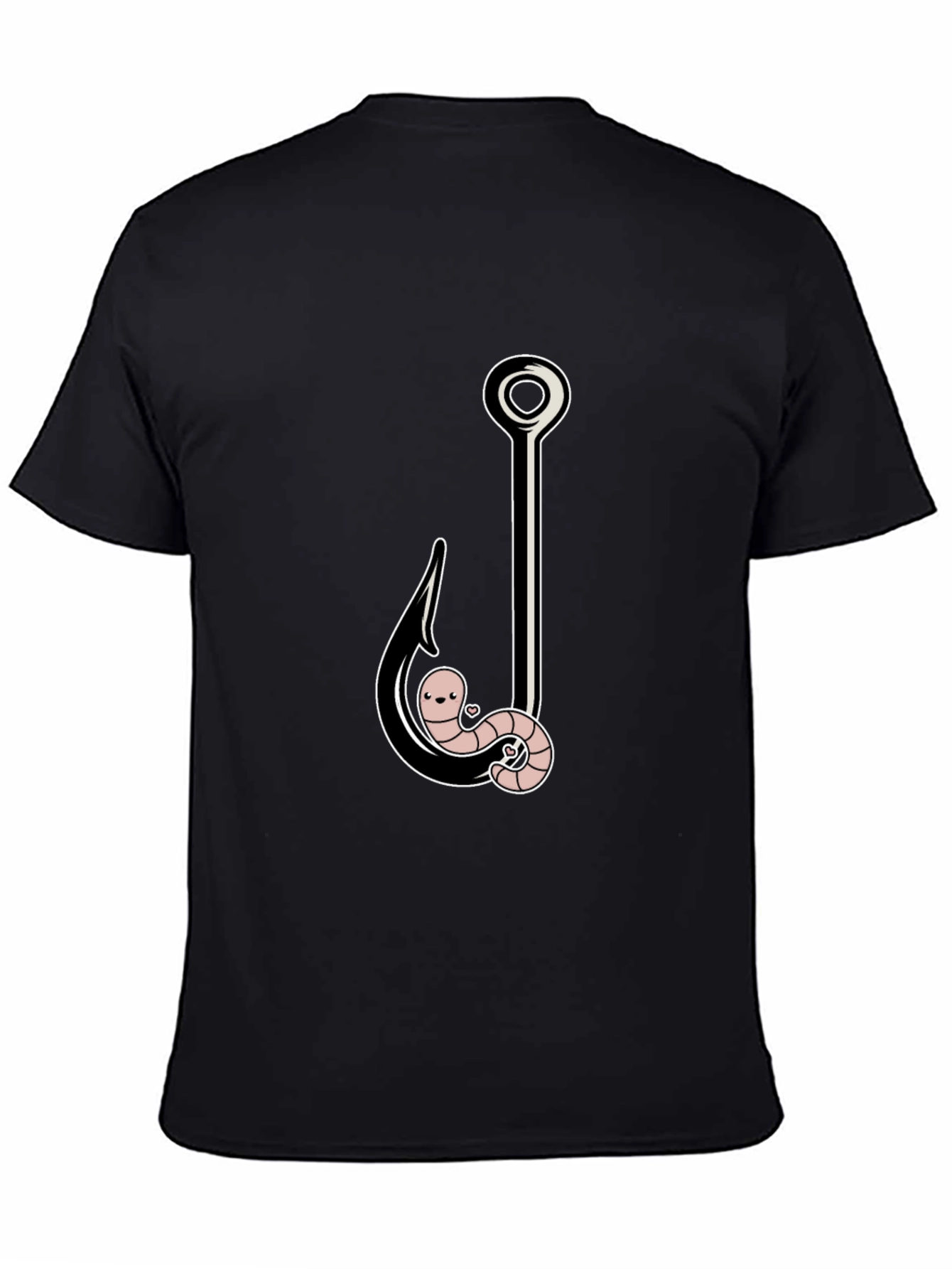 Funny Worm On A Hook Black T-Shirt
