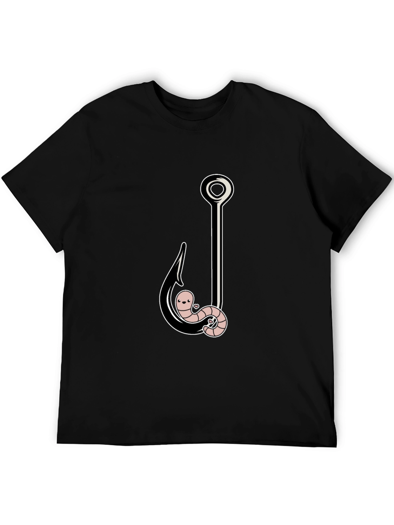 Funny Worm On A Hook Black T-Shirt