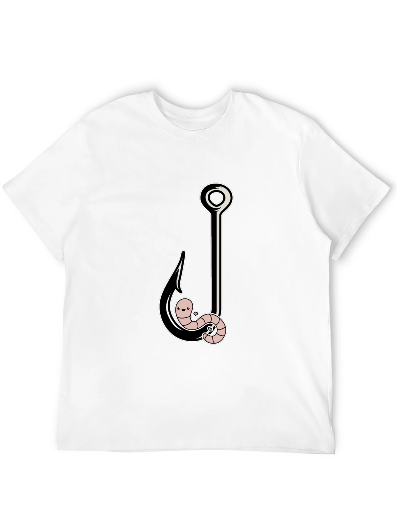 Funny Worm On A Hook Black T-Shirt