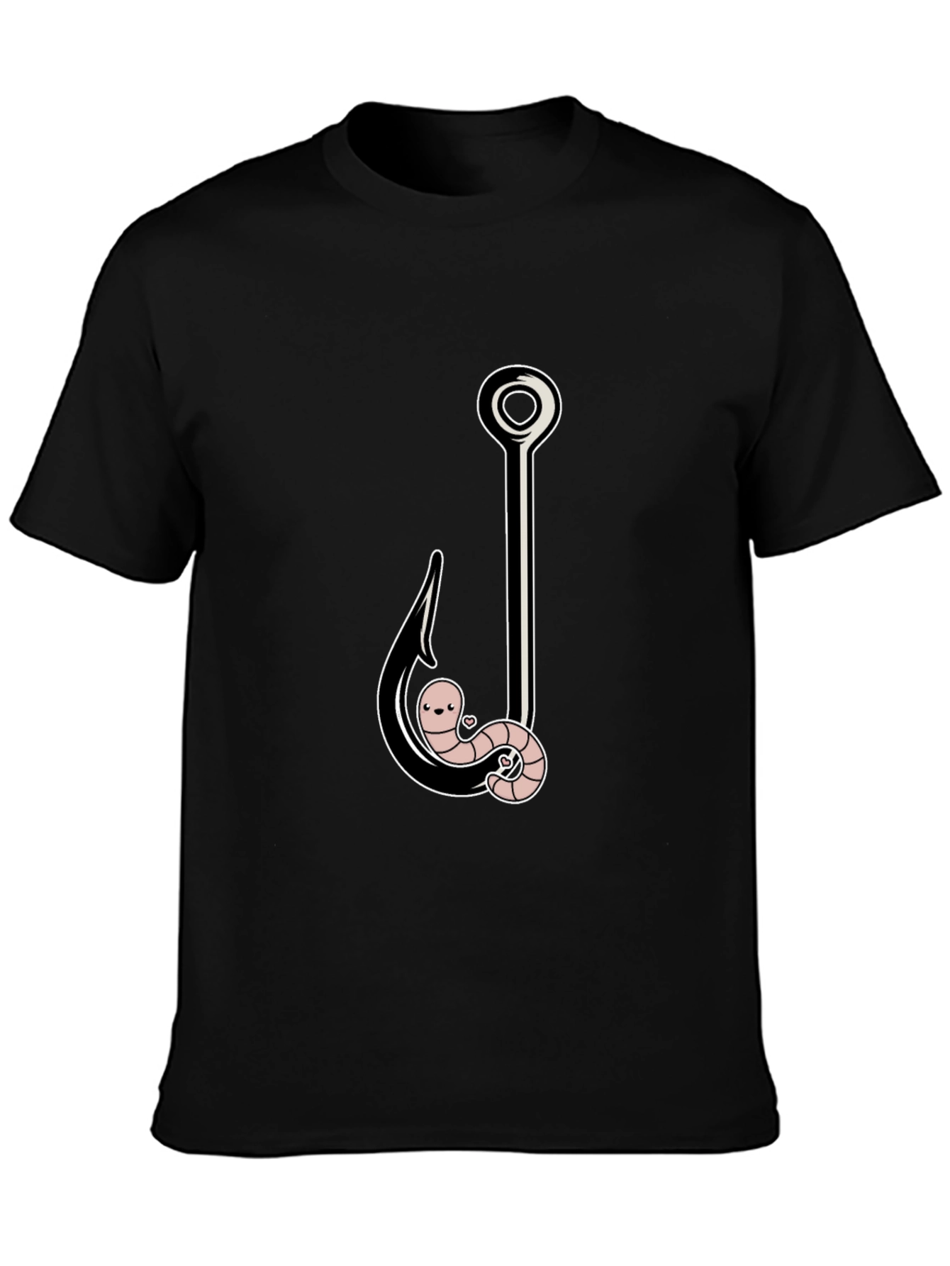 Funny Worm On A Hook Black T-Shirt