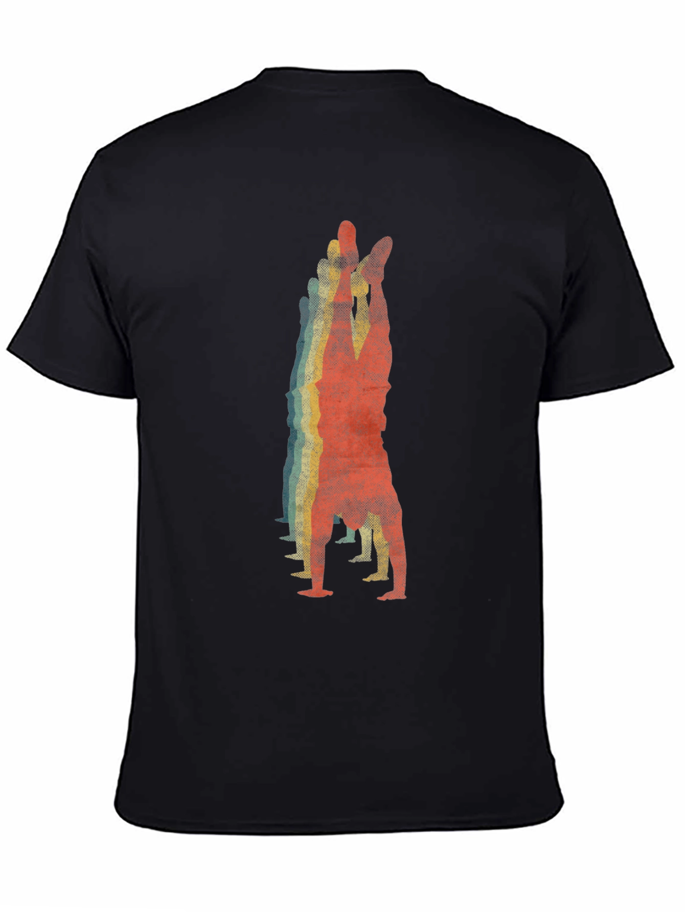 Retro Handstand Graphic Tee - Black Cotton Shirt