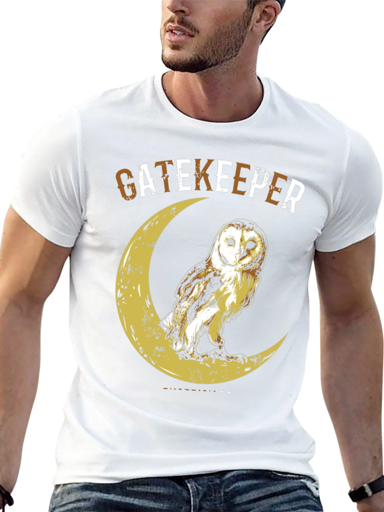 Gatekeeper Owl on Moon Graphic T-Shirt