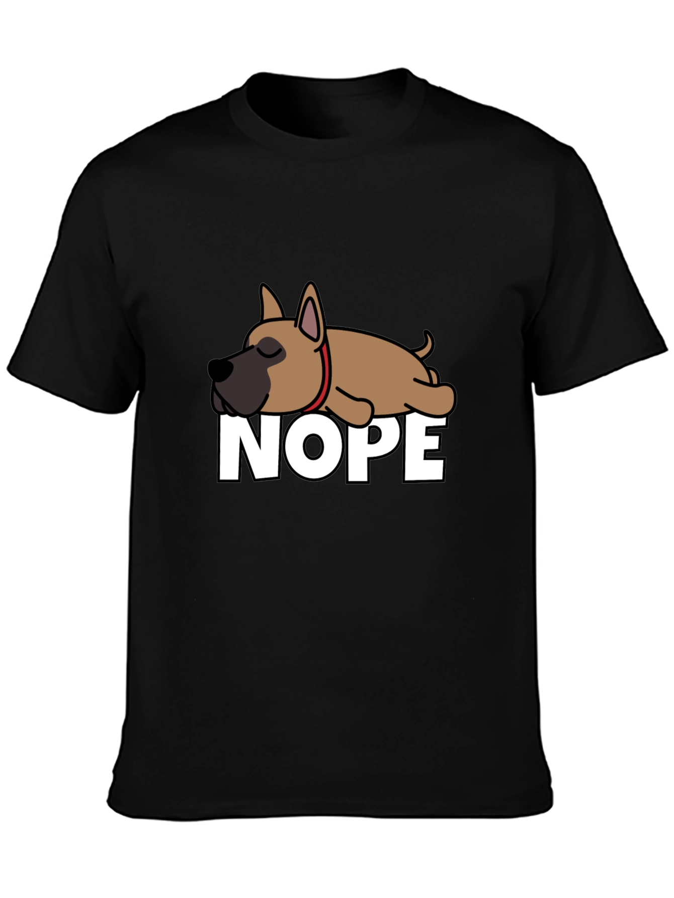 Nope Lazy Dog Graphic Tee - Casual Cotton T-Shirt