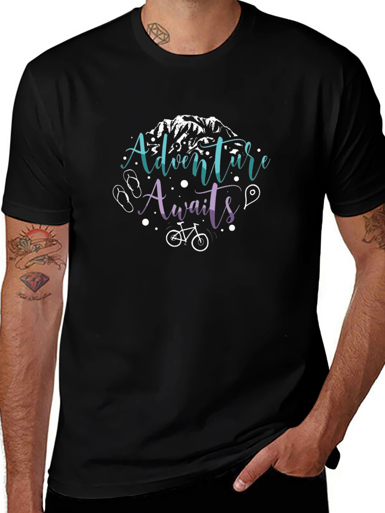 Adventure Awaits Graphic T-Shirt - Black