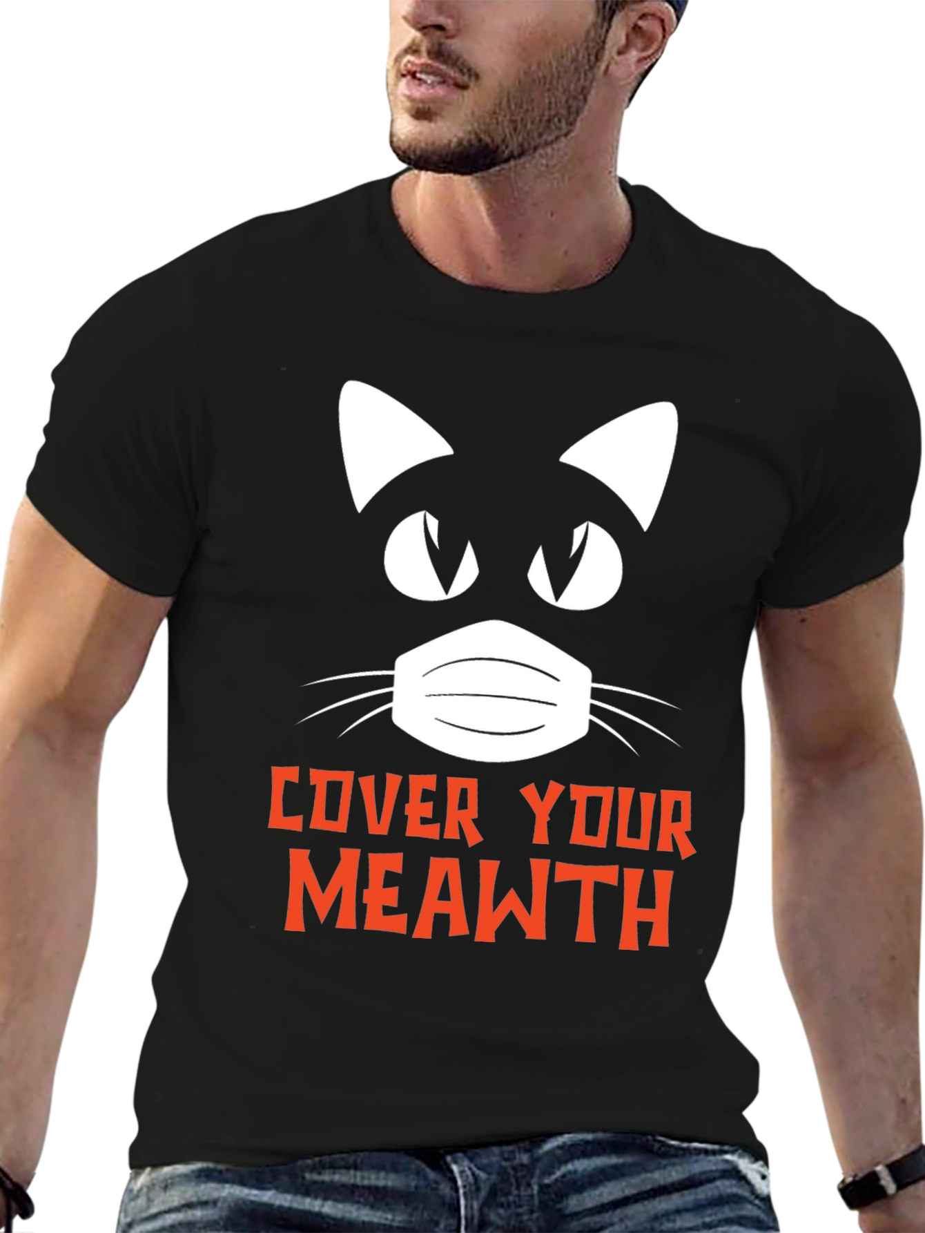 Cover Your Meawth T-Shirt Black Novelty Graphic Tee